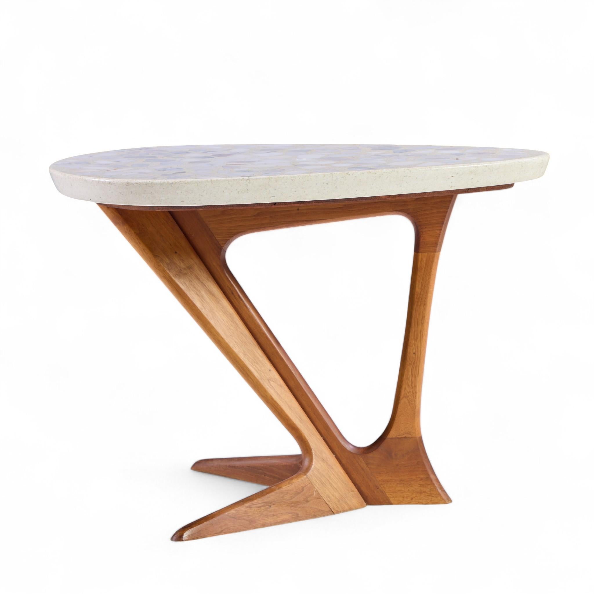 Harvey Probber Walnut and Terrazzo Side End Tables - Pair For Sale 6