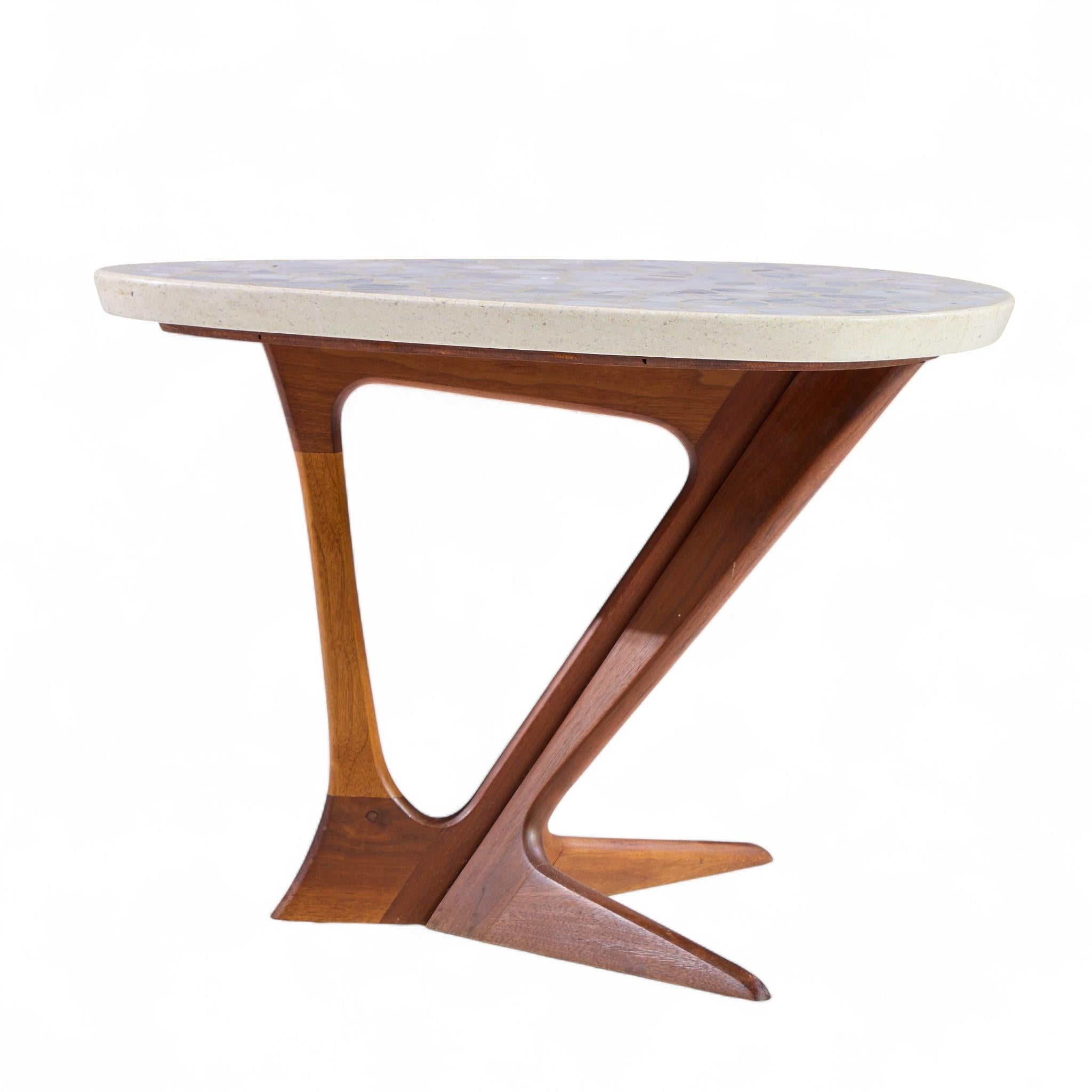 Harvey Probber Walnut and Terrazzo Side End Tables - Pair For Sale 7