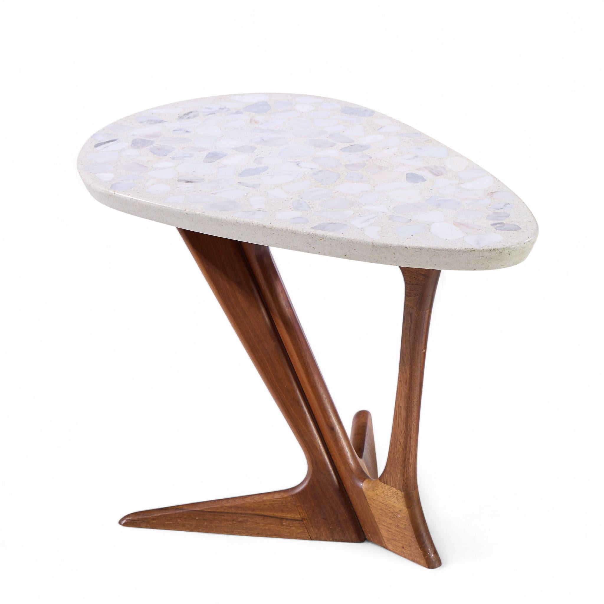 American Harvey Probber Walnut and Terrazzo Side End Tables - Pair For Sale