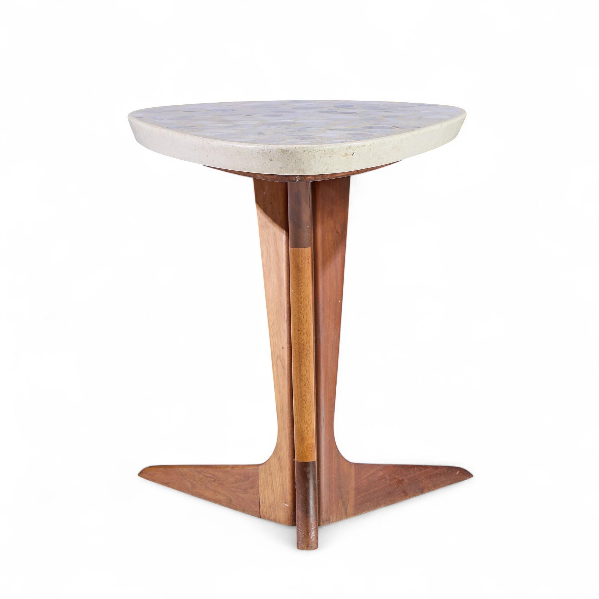 Harvey Probber Walnut and Terrazzo Side End Tables - Pair In Good Condition For Sale In Franklin Park, IL