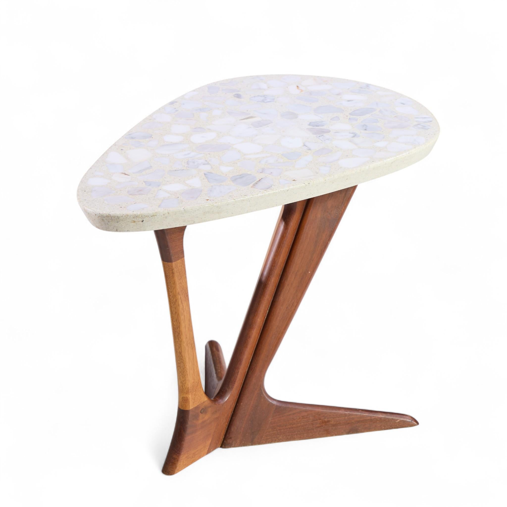 20th Century Harvey Probber Walnut and Terrazzo Side End Tables - Pair For Sale