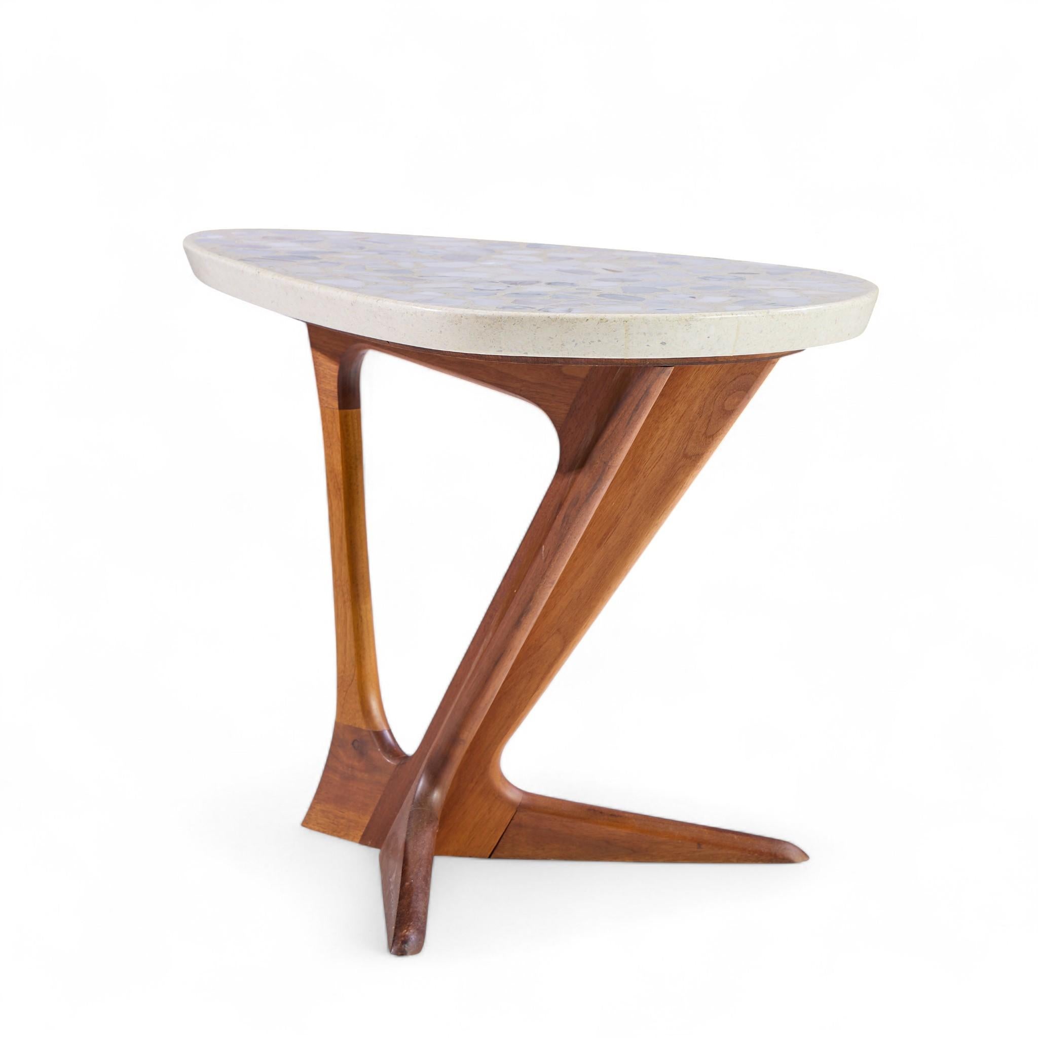 Harvey Probber Walnut and Terrazzo Side End Tables - Pair For Sale 1