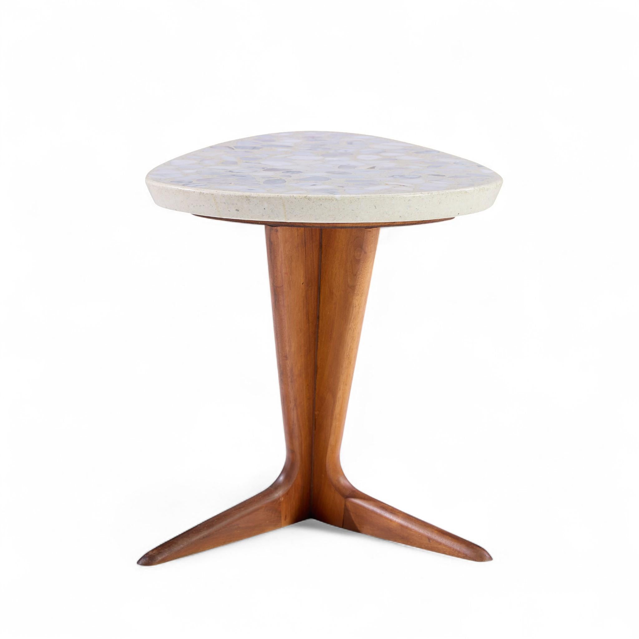 Harvey Probber Walnut and Terrazzo Side End Tables - Pair For Sale 2