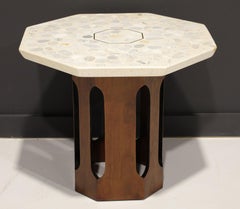 Harvey Probber Walnut Occasional Table with Terrazzo Top and Brass Inlay