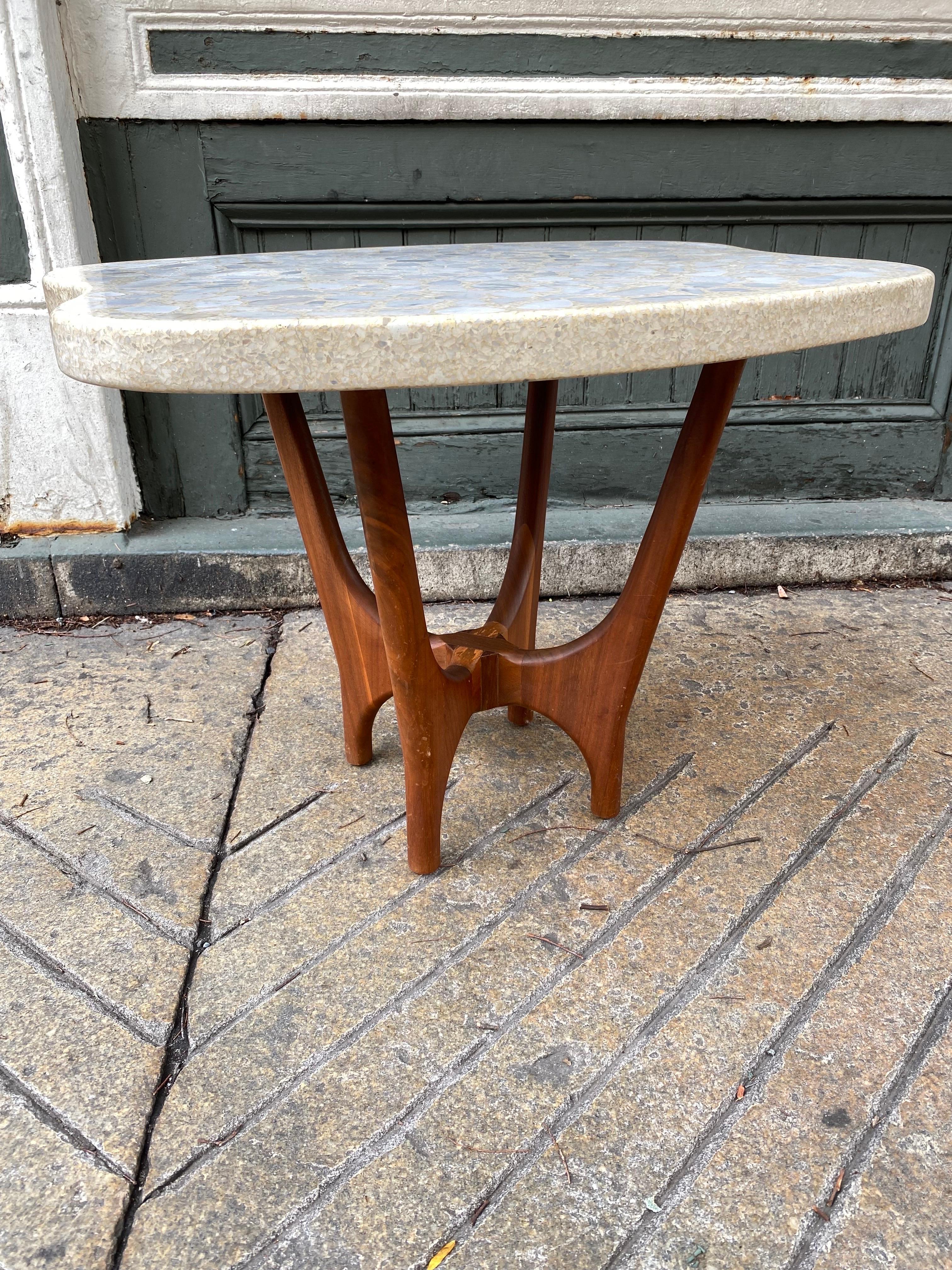 Mid-20th Century Harvey Probber Walnut Side Tables with Stone and Terrazzo Freeform Tops