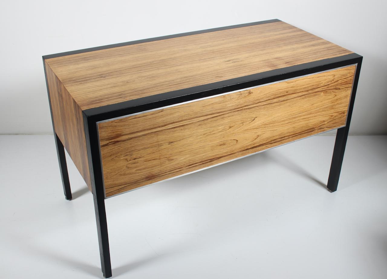 Harvey Probber Zebrano & Ebonized Mahogany Two Drawer Desk In Good Condition For Sale In Bainbridge, NY