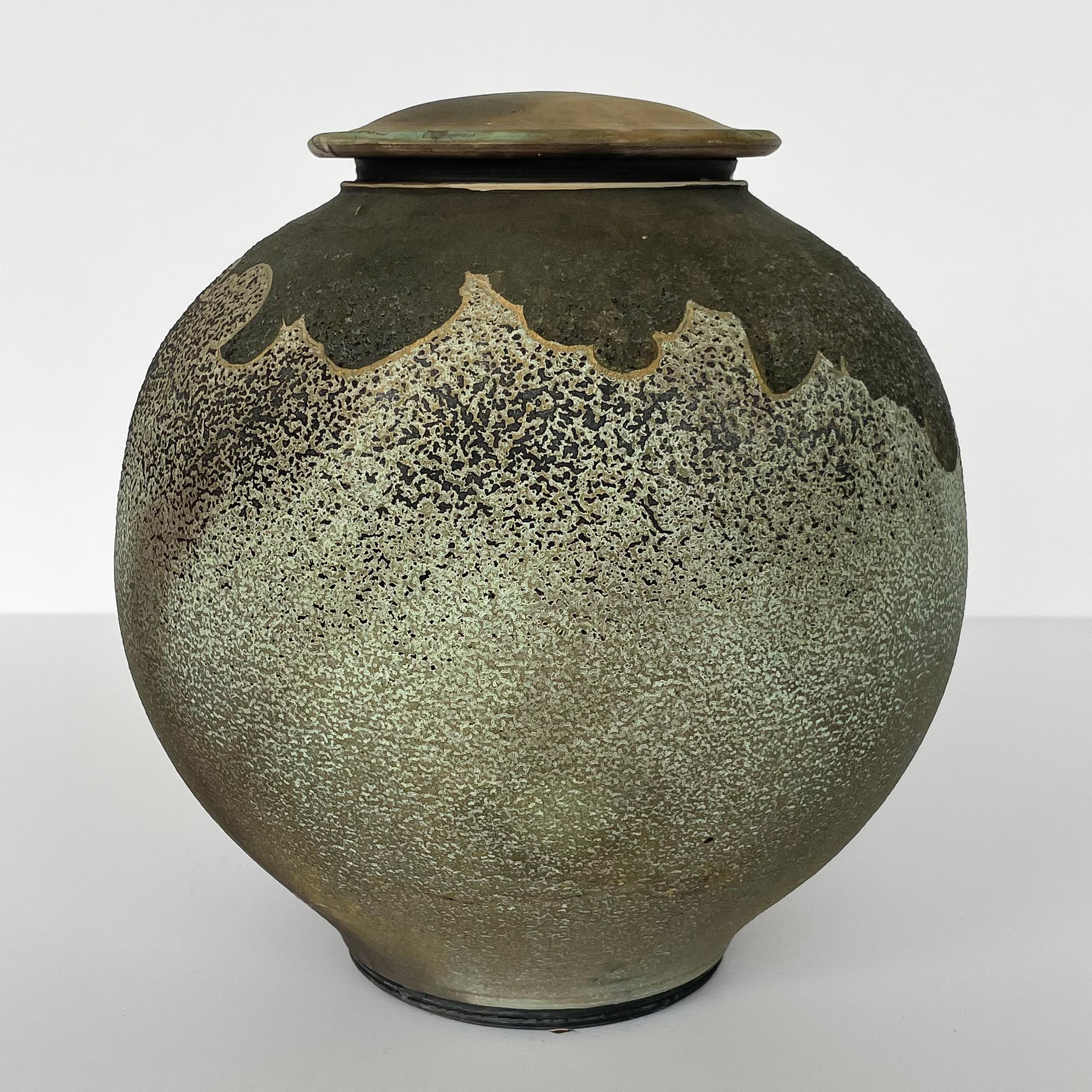 Harvey Sadow Raku Lidded Stoneware Vessel 2