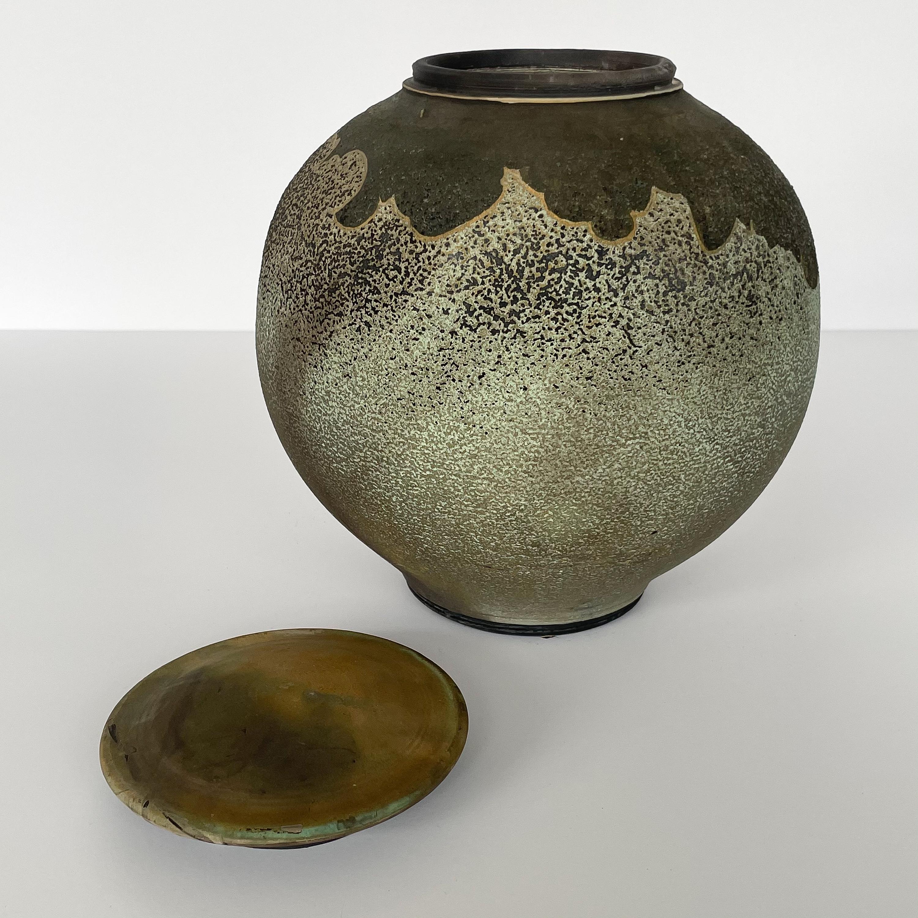 Harvey Sadow Raku Lidded Stoneware Vessel 1