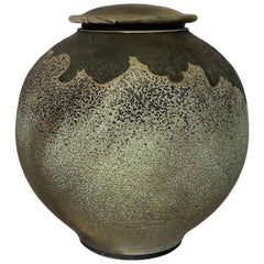 Harvey Sadow Raku Lidded Stoneware Vessel