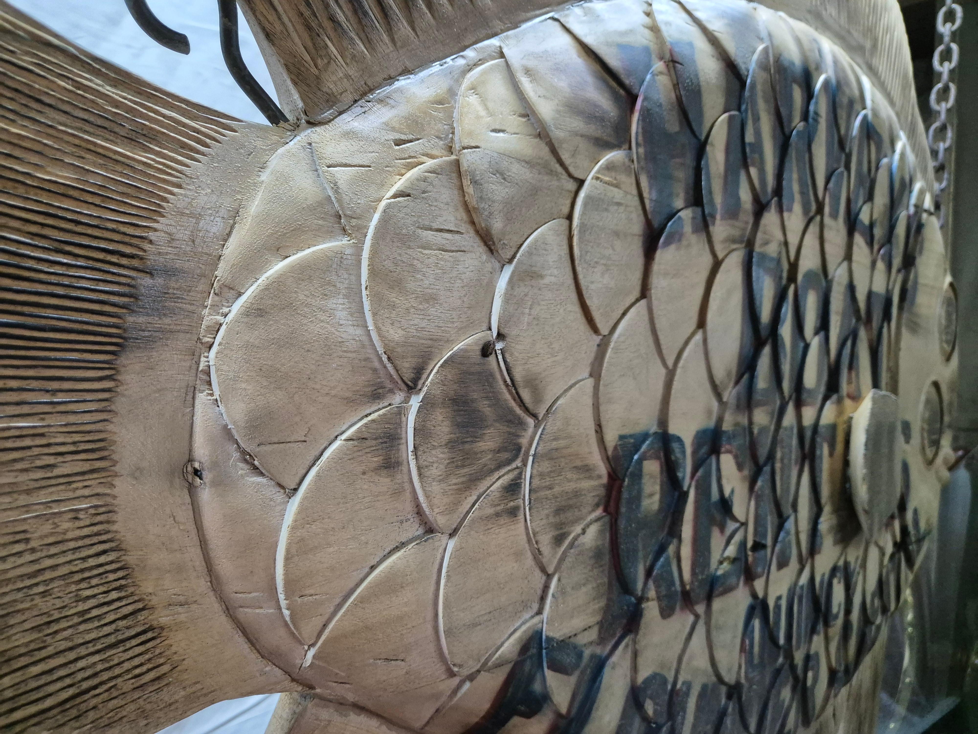 Harvey's Boat Rental Carved Flounder Trade Sign For Sale 4