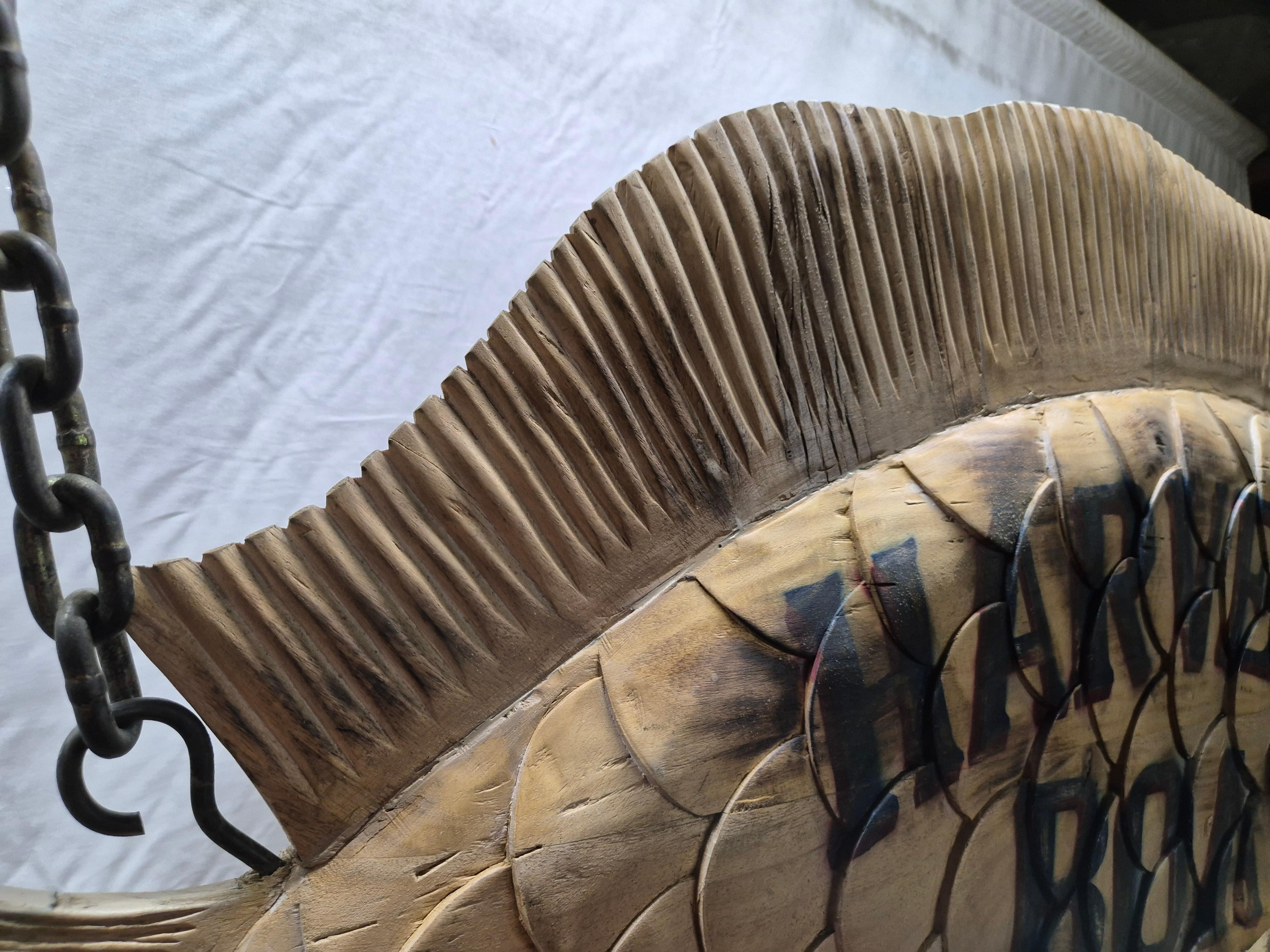 Harvey's Boat Rental Carved Flounder Trade Sign For Sale 6