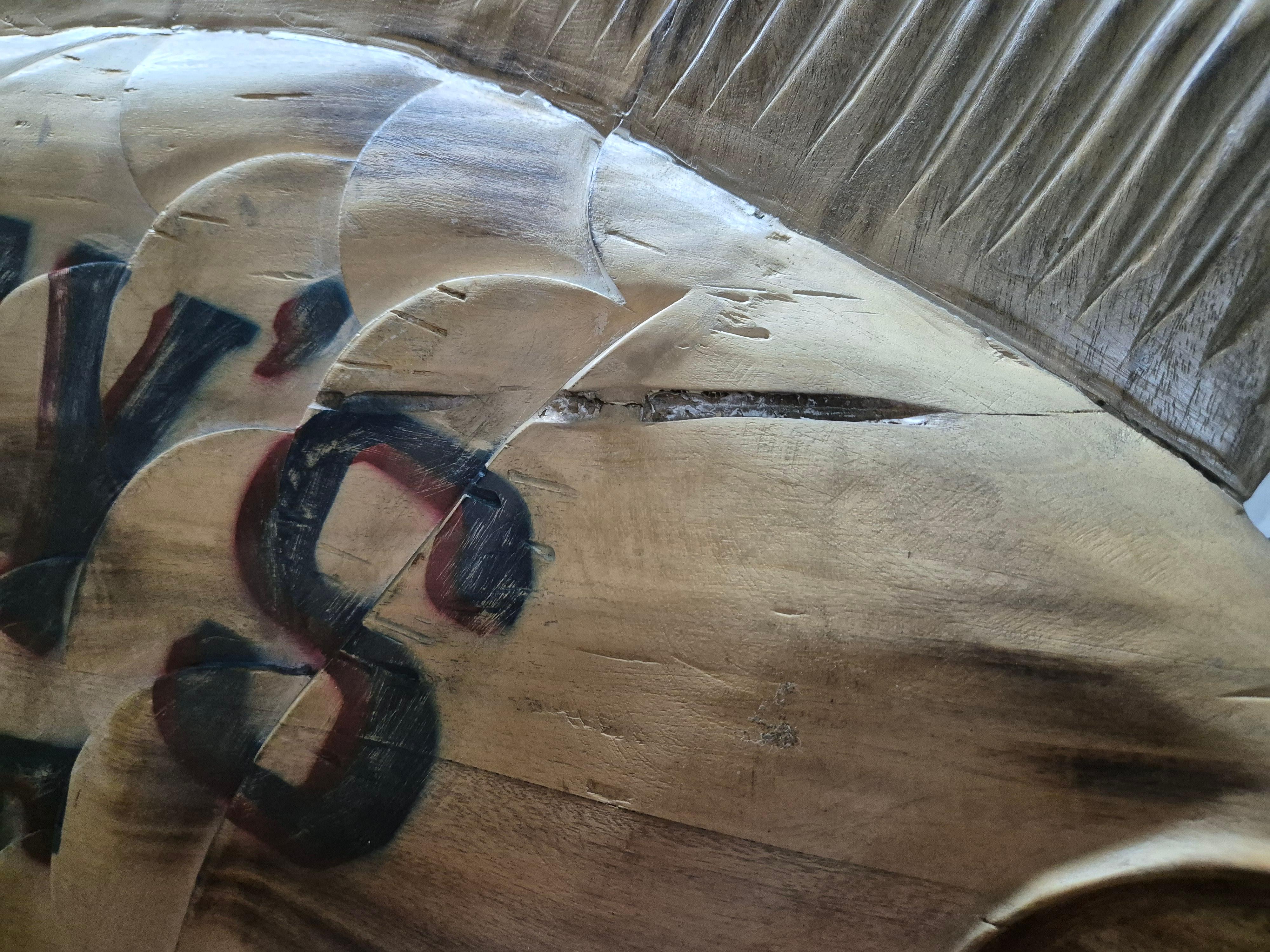 Harvey's Boat Rental Carved Flounder Trade Sign For Sale 8