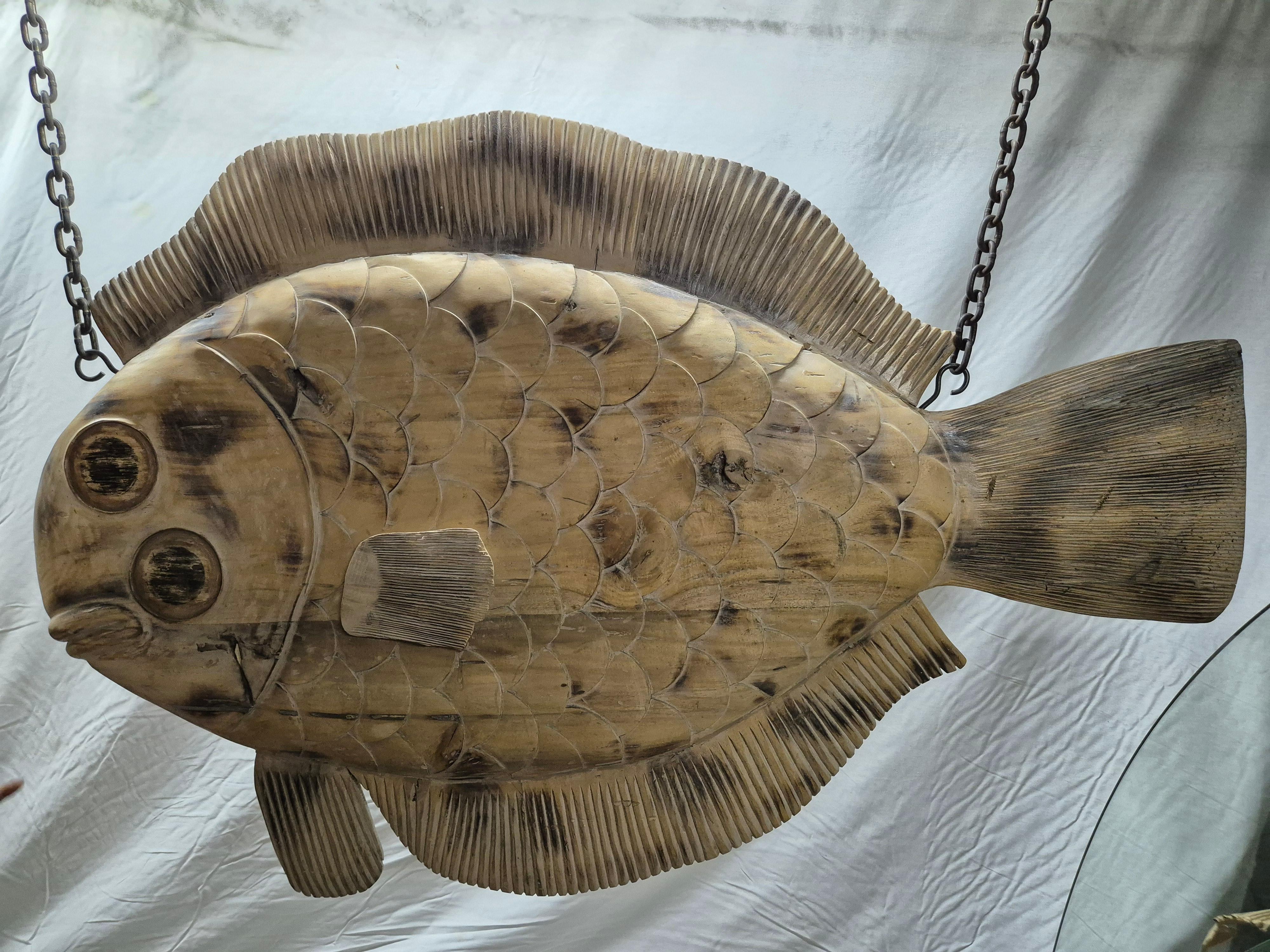 Harvey's Boat Rental Carved Flounder Trade Sign For Sale 9