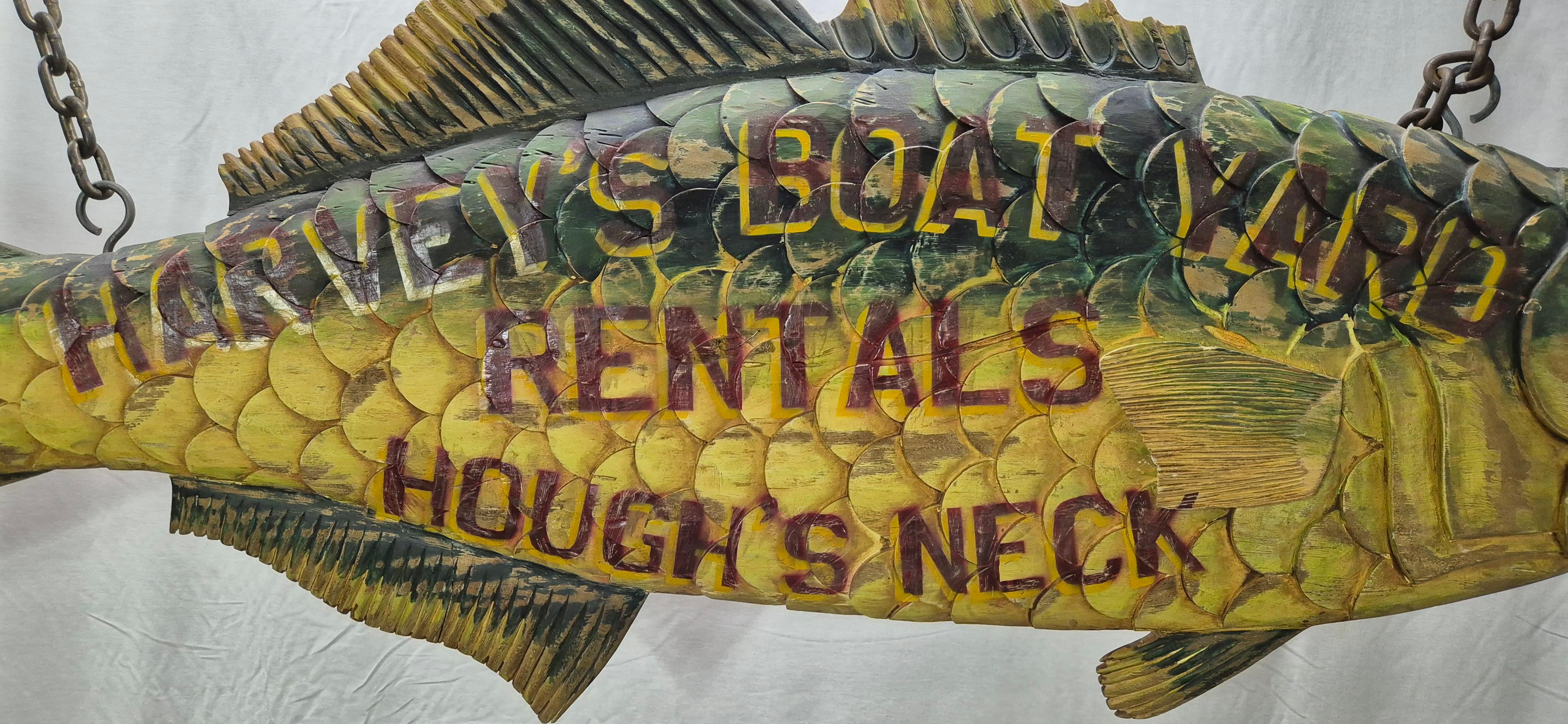 Insegna commerciale intagliata di Harvey's Boat Yard In condizioni ottime in vendita a Norwell, MA