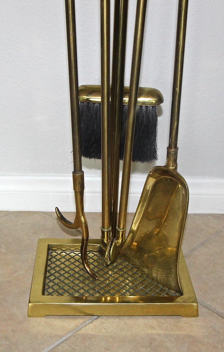 Harvin 'Virginia Metalcrafters' Dolphin Brass Fireplace Tool Set at 1stDibs