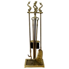 Harvin 'Virginia Metalcrafters' Dolphin Brass Fireplace Tool Set