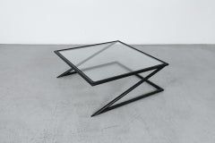 Harvink Style 1980's Metal and Glass "Zig Zag" Coffee Table