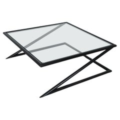 Harvink Style 1980's Metal and Glass "Zig Zag" Coffee Table