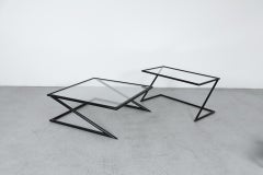 Harvink Style 1980's Metal and Glass "Zig Zag" Console Table