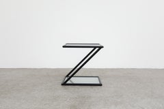 Harvink Zig Zag Side Table with Black Frame and Frosted Glass Shelves
