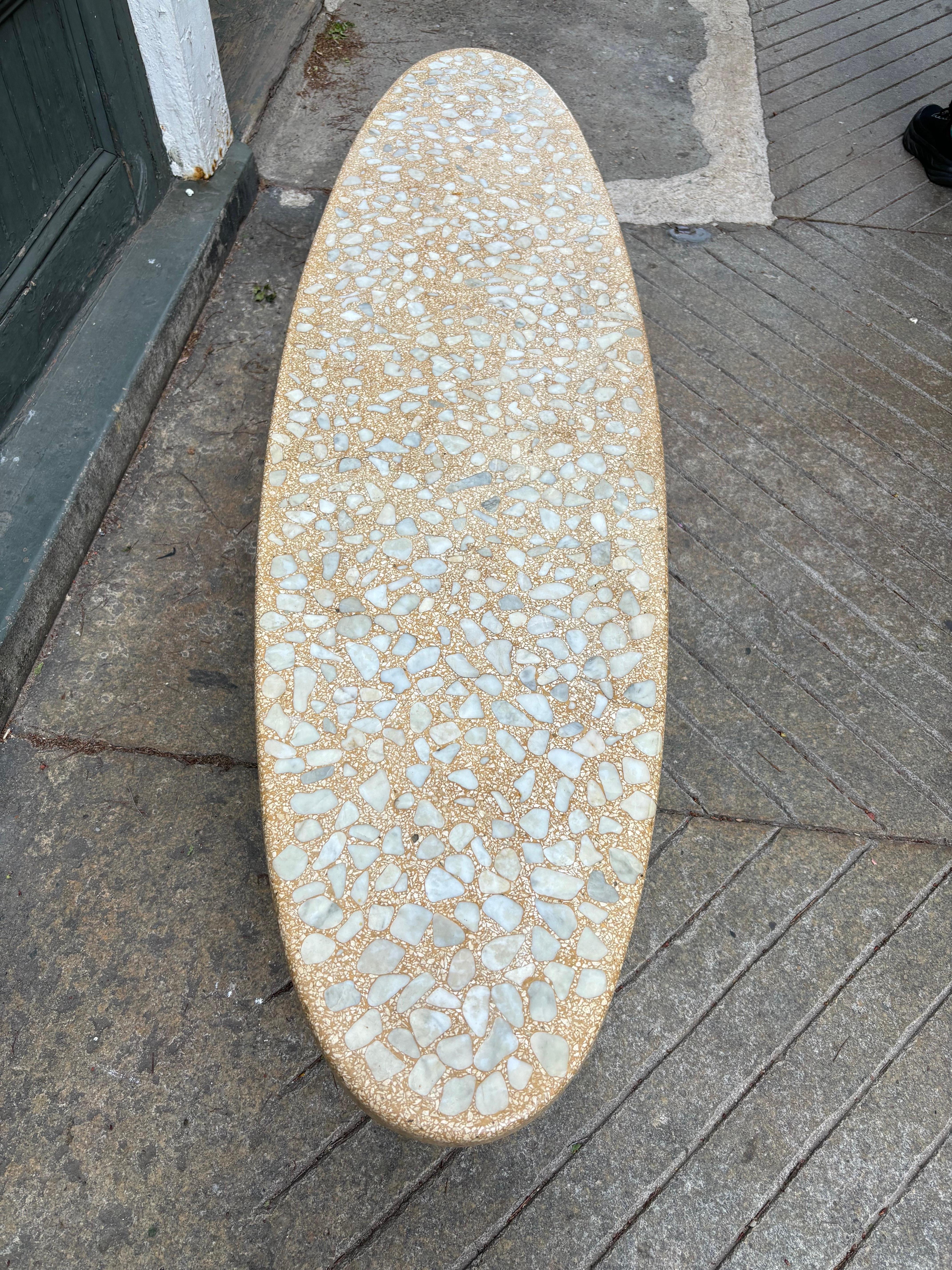 Harvy Probber Style Terrazzo and Stone Inlay Surfboard Coffee Table In Good Condition For Sale In Philadelphia, PA