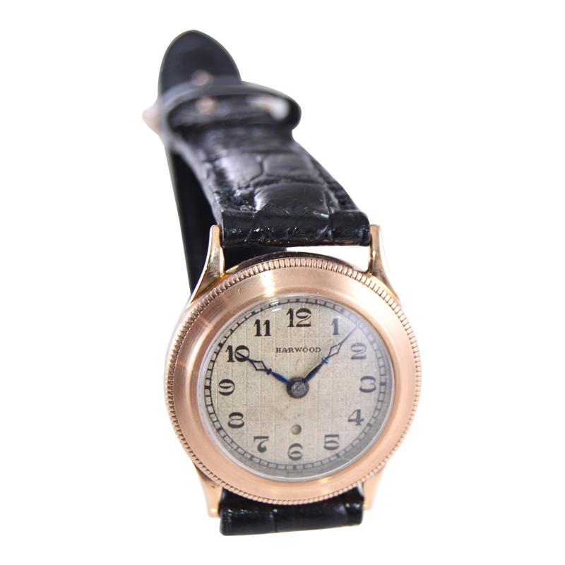 Harwood 9ct Solid Gold Rare Earliest Example of the First Automatic Watch 1920 For Sale 1