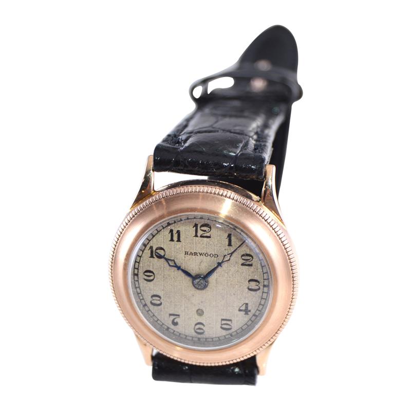 Harwood 9ct Solid Gold Rare Earliest Example of the First Automatic Watch 1920 For Sale 2
