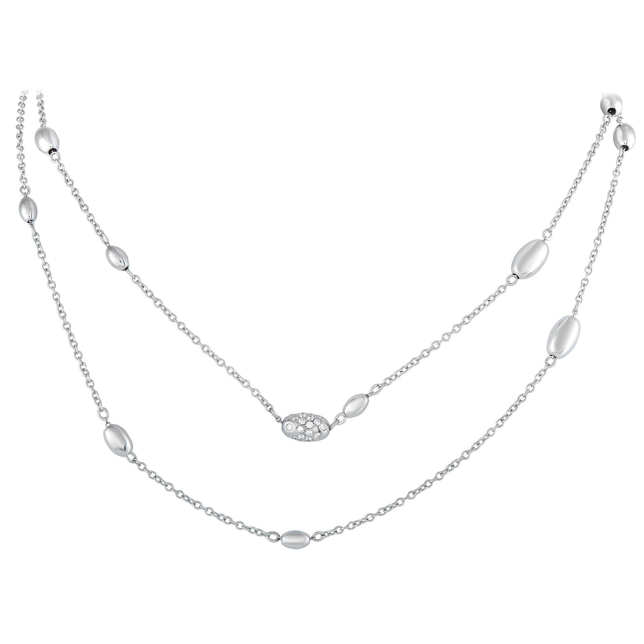 Hasba 18K Weißgold 0,85ct Diamant Perlen lange Halskette HS21-070125 im Angebot