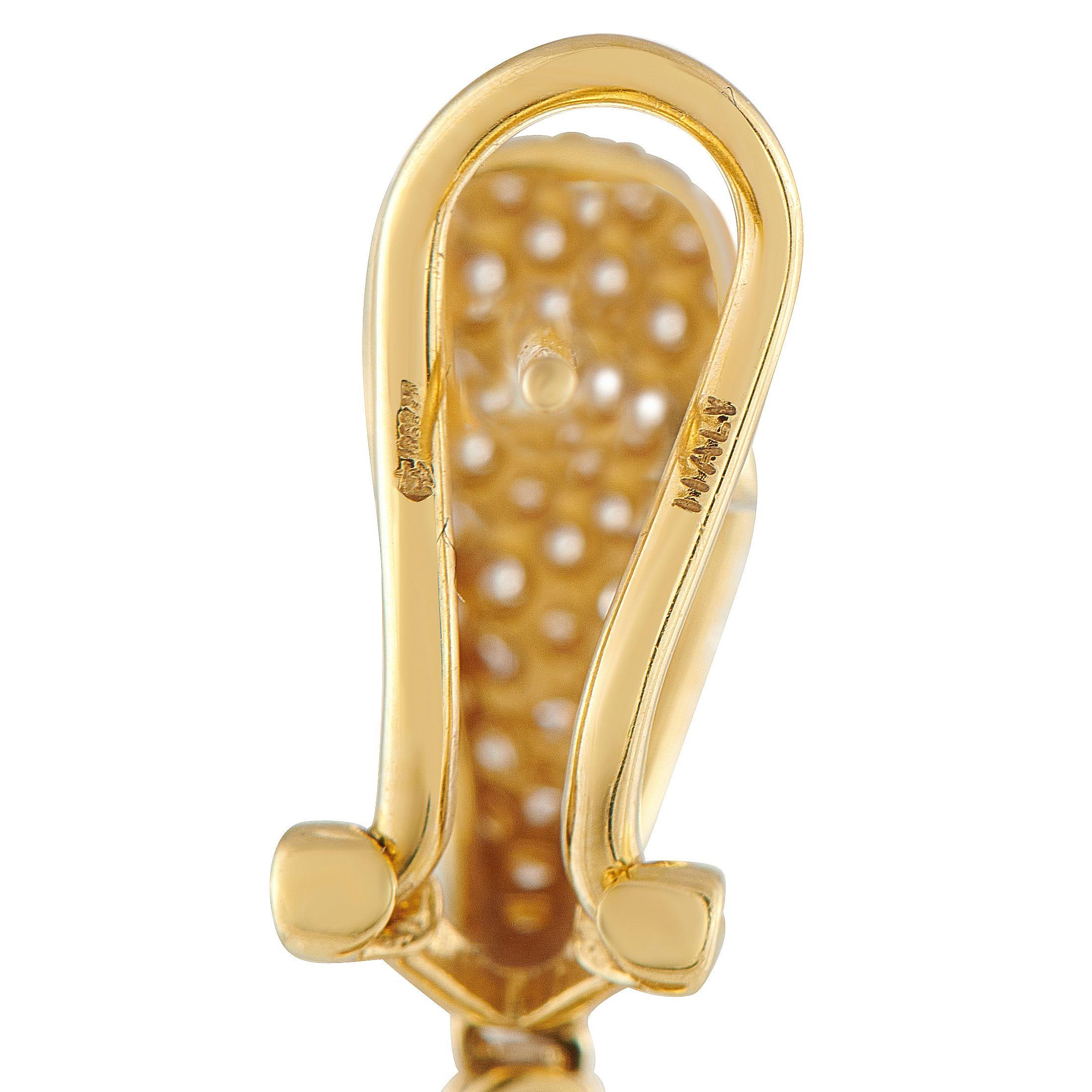 Taille ronde Hasba Boucles d'oreilles pendantes en or jaune 18 carats avec 2,86 ct de diamant HA20-070125 en vente
