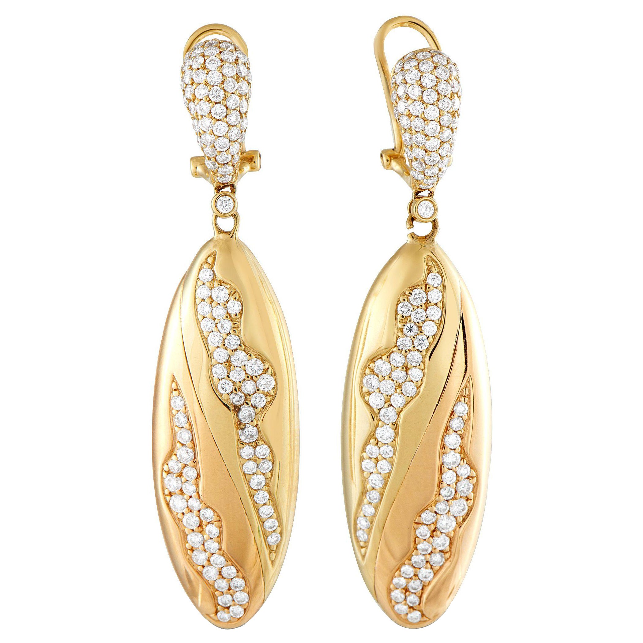 Hasba Boucles d'oreilles pendantes en or jaune 18 carats avec 2,86 ct de diamant HA20-070125 en vente