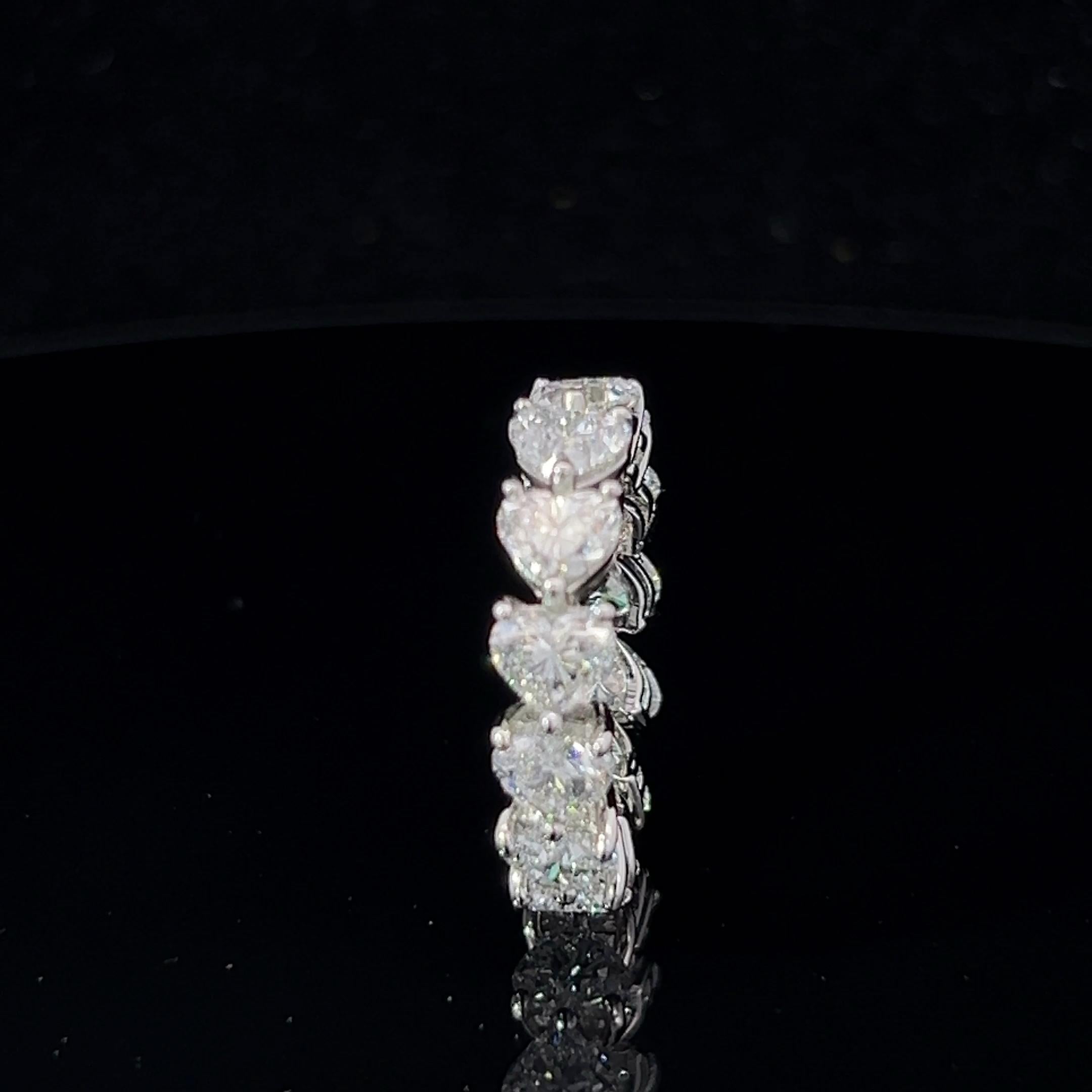 Hasbani Diamonds 6 Carat Bespoke Heart GIA Diamond Platinum Full Eternity Ring For Sale 5