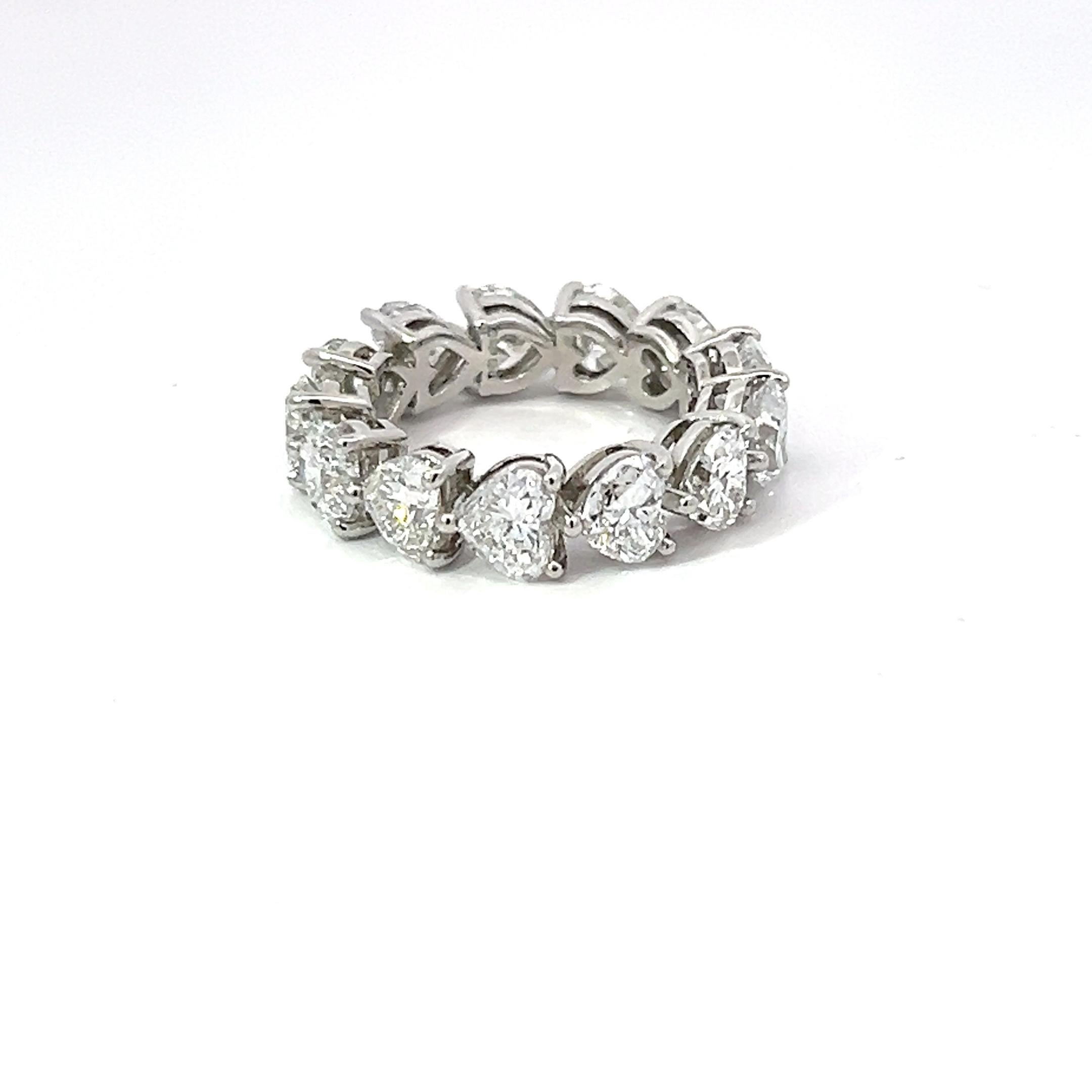 Hasbani Diamonds 6 Carat Bespoke Heart GIA Diamond Platinum Full Eternity Ring For Sale 6