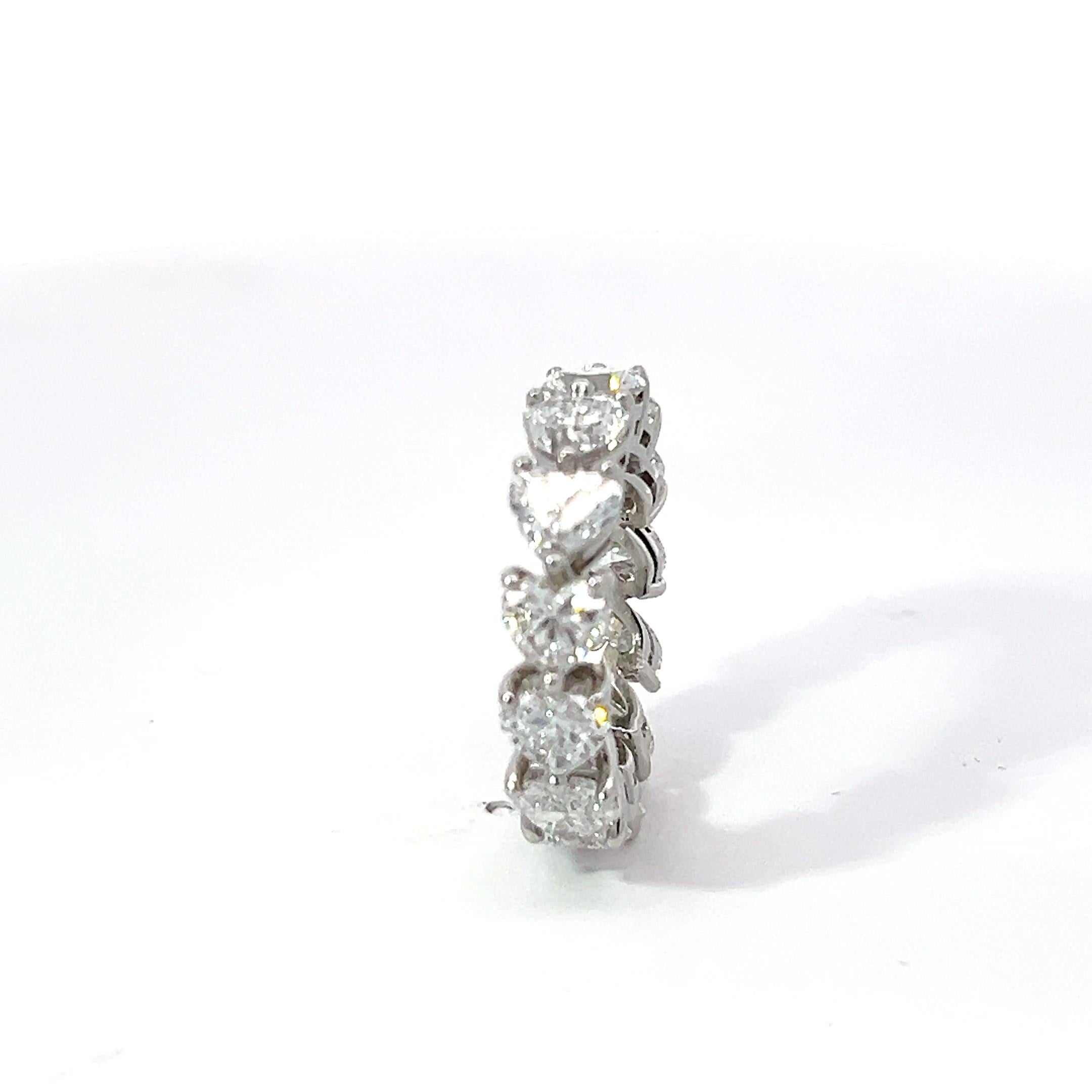 Hasbani Diamonds 6 Carat Bespoke Heart GIA Diamond Platinum Full Eternity Ring For Sale 8