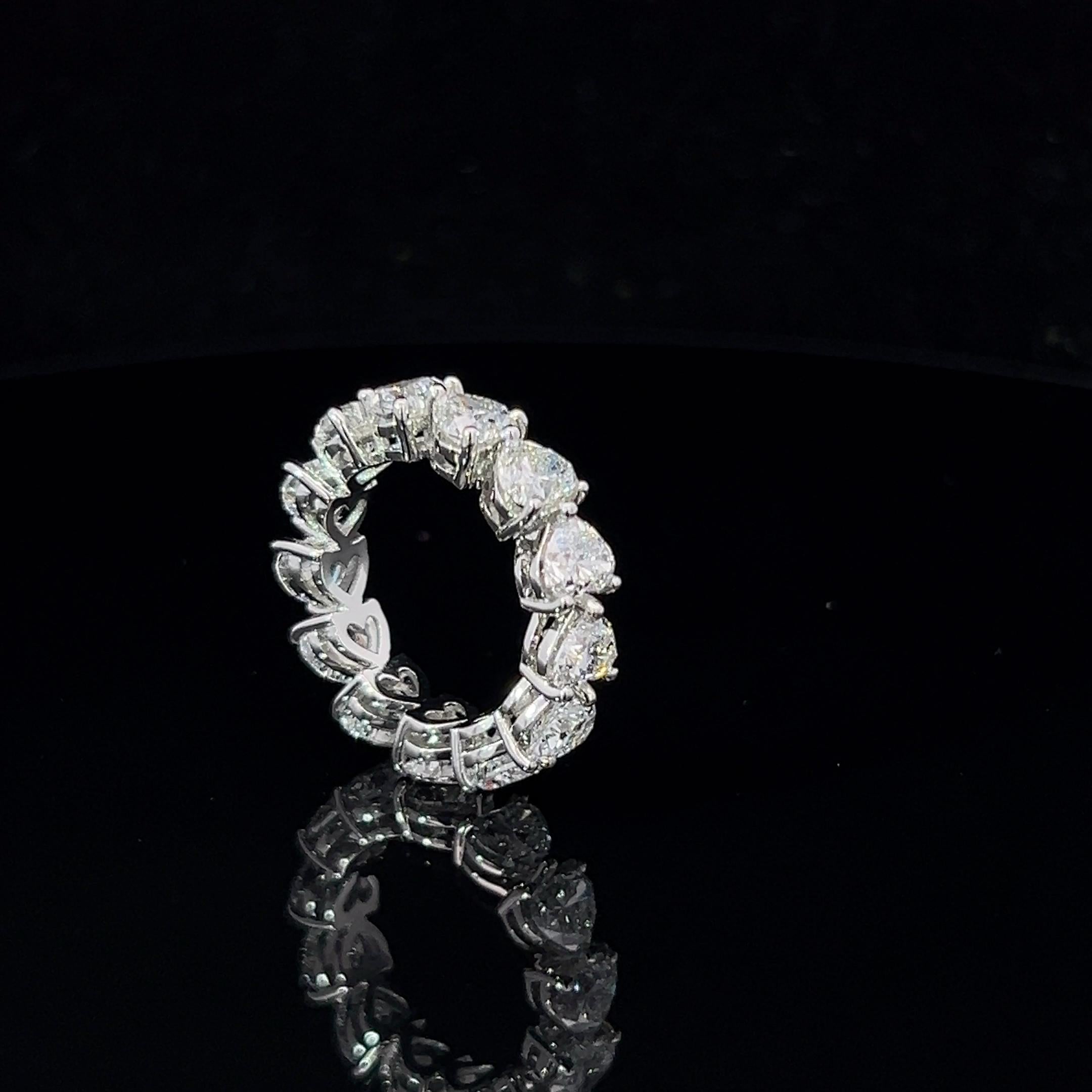 Hasbani Diamonds 6 Carat Bespoke Heart GIA Diamond Platinum Full Eternity Ring For Sale 9