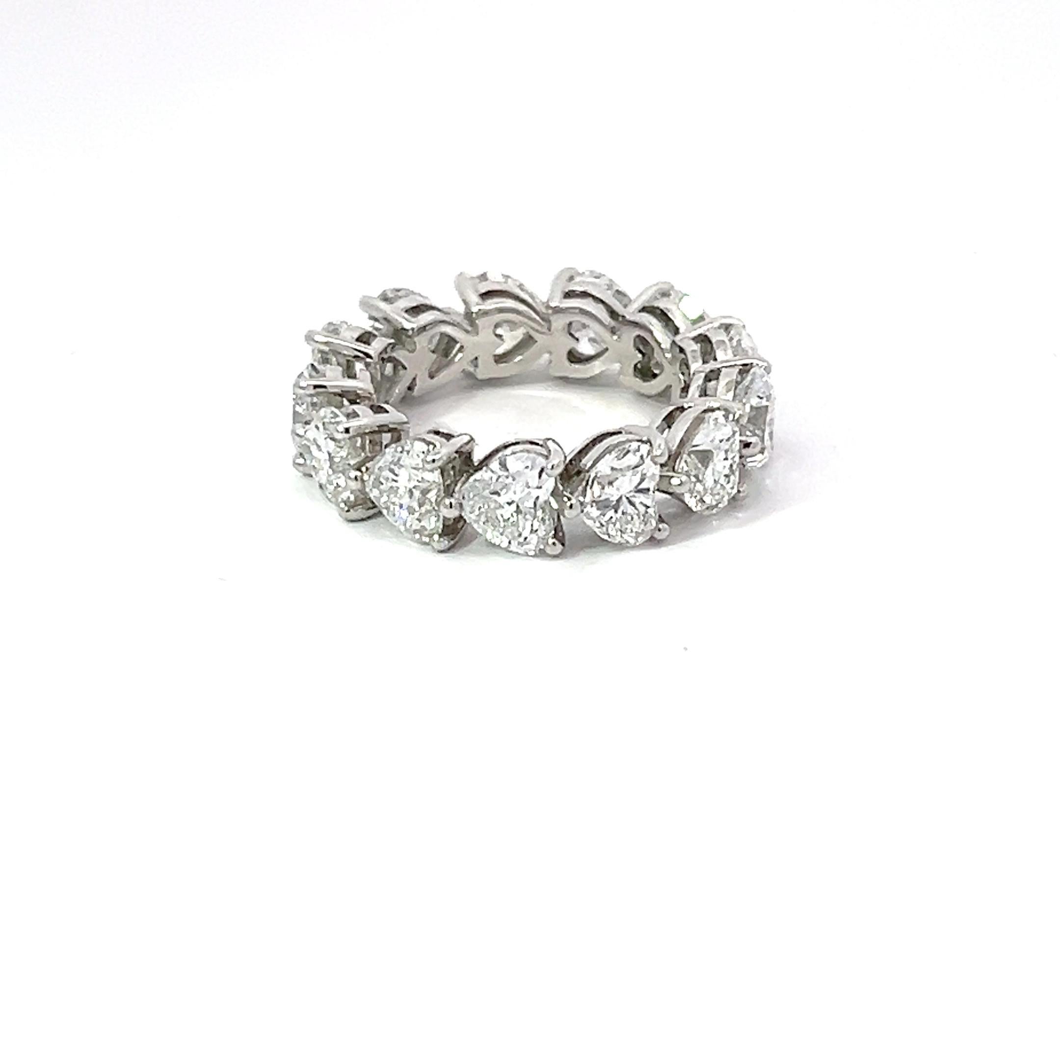 Hasbani Diamonds 6 Carat Bespoke Heart GIA Diamond Platinum Full Eternity Ring For Sale 13