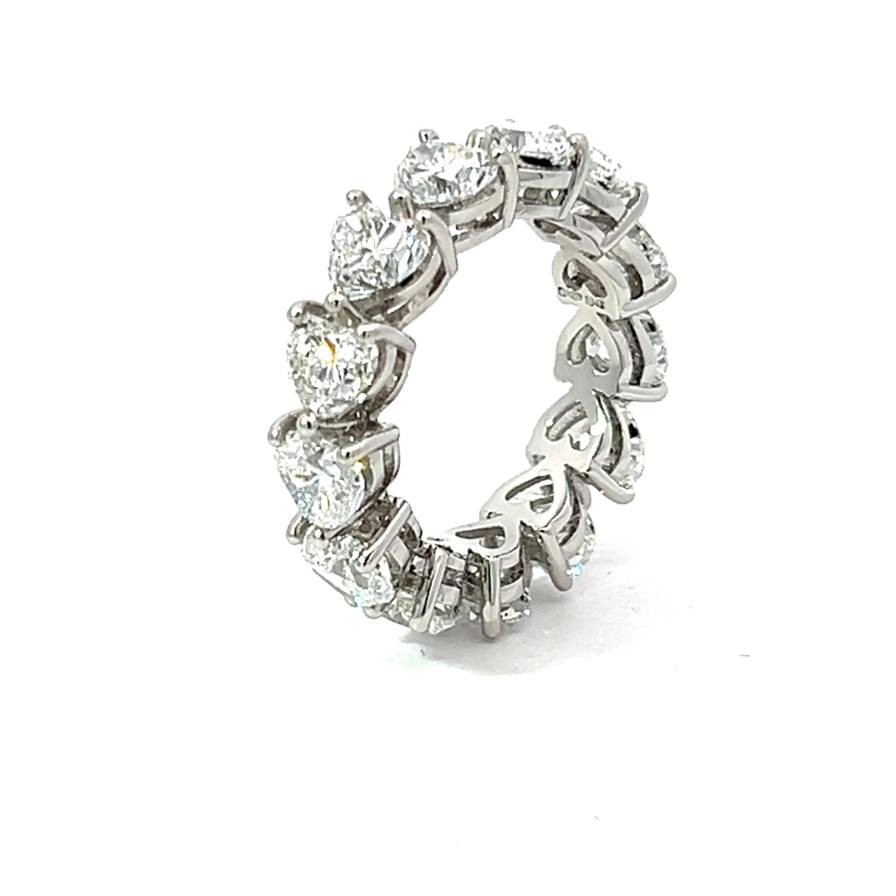 Hasbani Bespoke Heart 6.17 GIA Carat Diamond Platinum Full Eternity Ring
This bespoke diamond full eternity ring is the ultimate stunning symbol of everlasting love and exceptional craftsmanship. Claw-set with 13 heart-brilliant cut diamonds, each