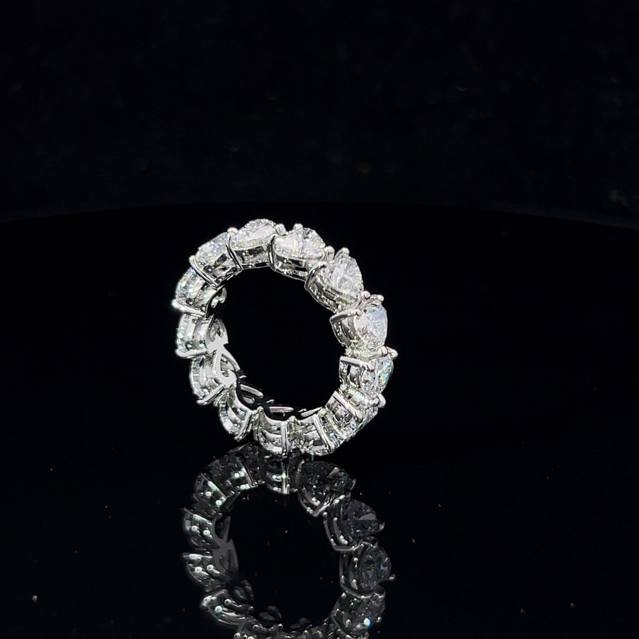 Hasbani Diamonds 6 Carat Bespoke Heart GIA Diamond Platinum Full Eternity Ring For Sale 14