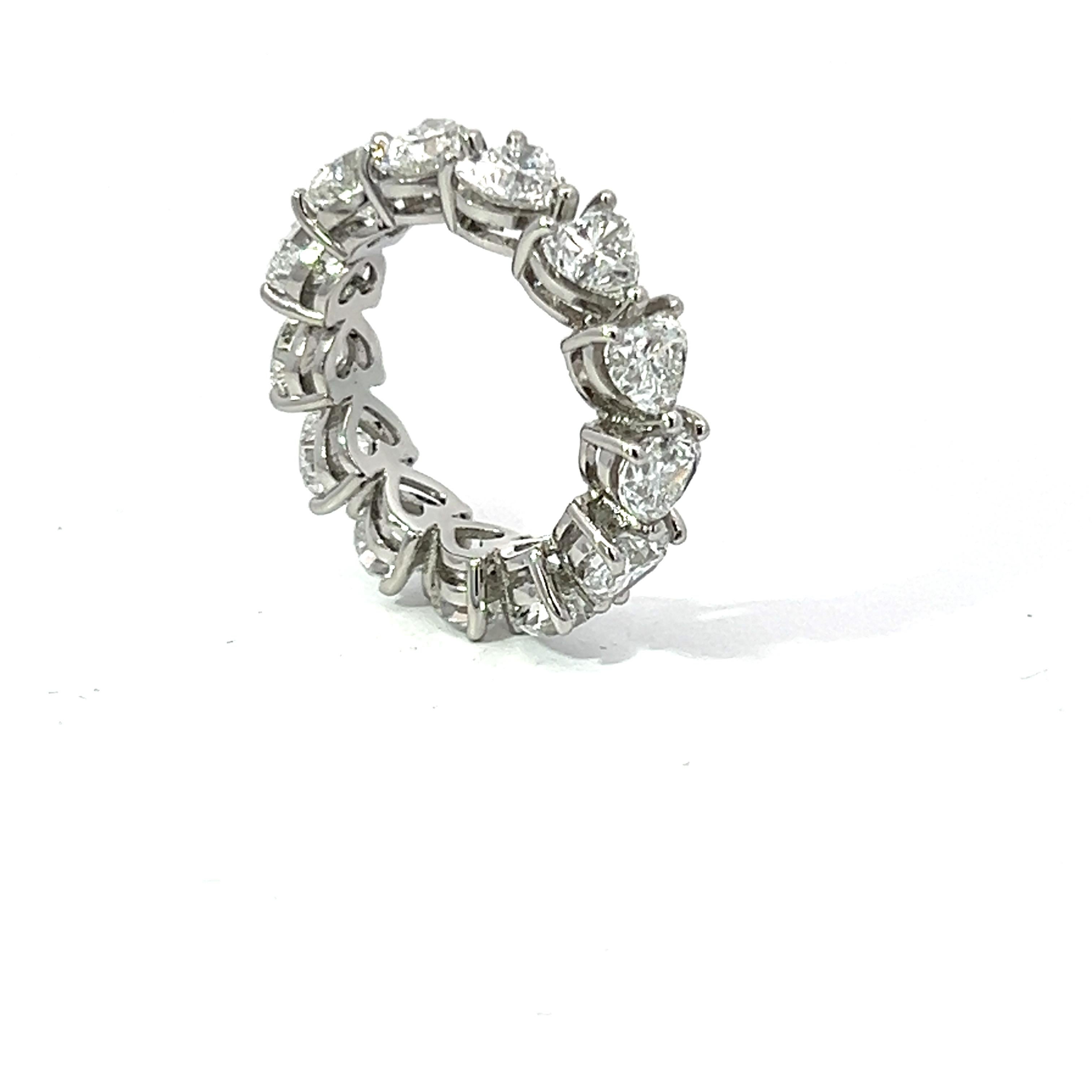 Heart Cut Hasbani Diamonds 6 Carat Bespoke Heart GIA Diamond Platinum Full Eternity Ring For Sale