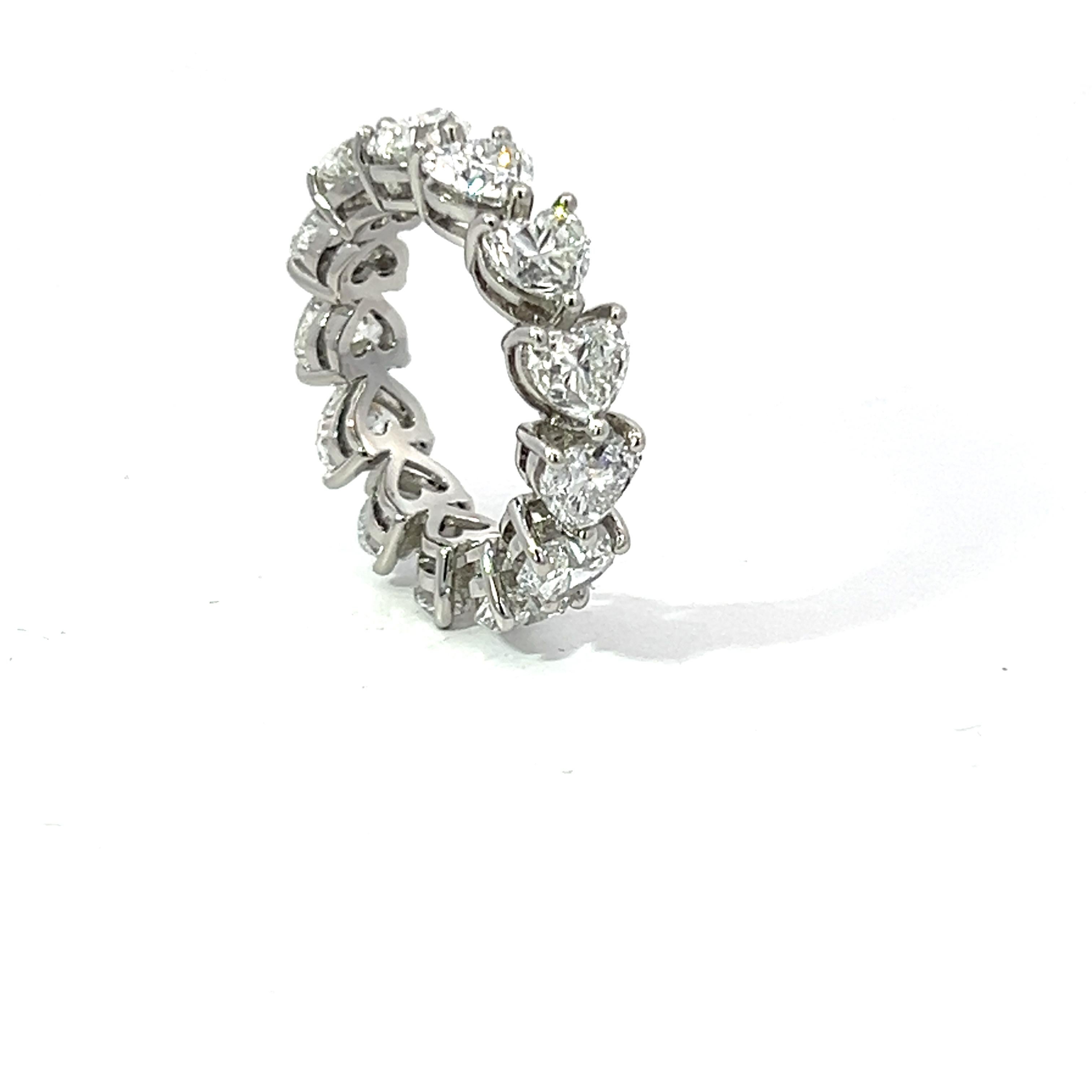Women's Hasbani Diamonds 6 Carat Bespoke Heart GIA Diamond Platinum Full Eternity Ring For Sale