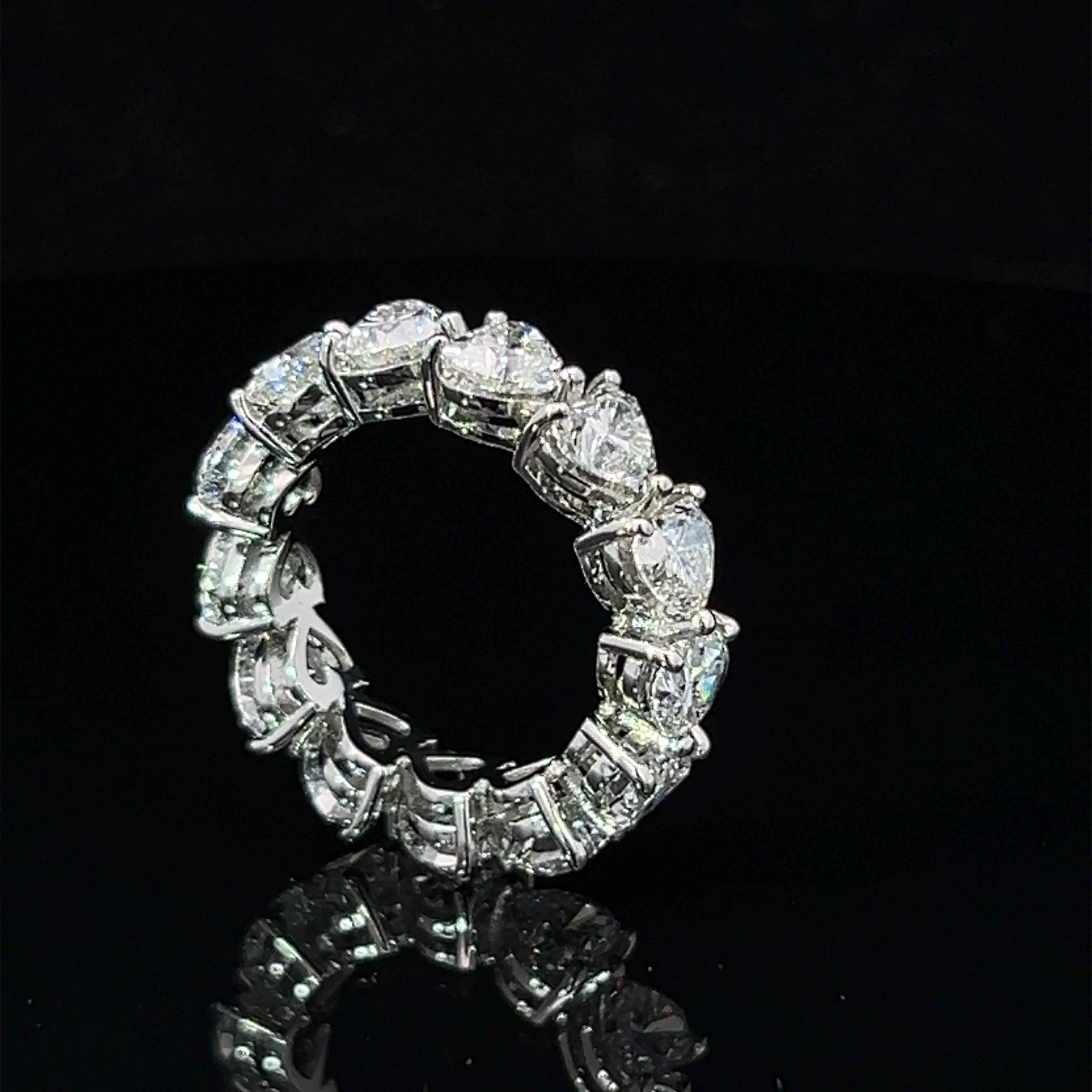 Hasbani Diamonds 6 Carat Bespoke Heart GIA Diamond Platinum Full Eternity Ring For Sale 1