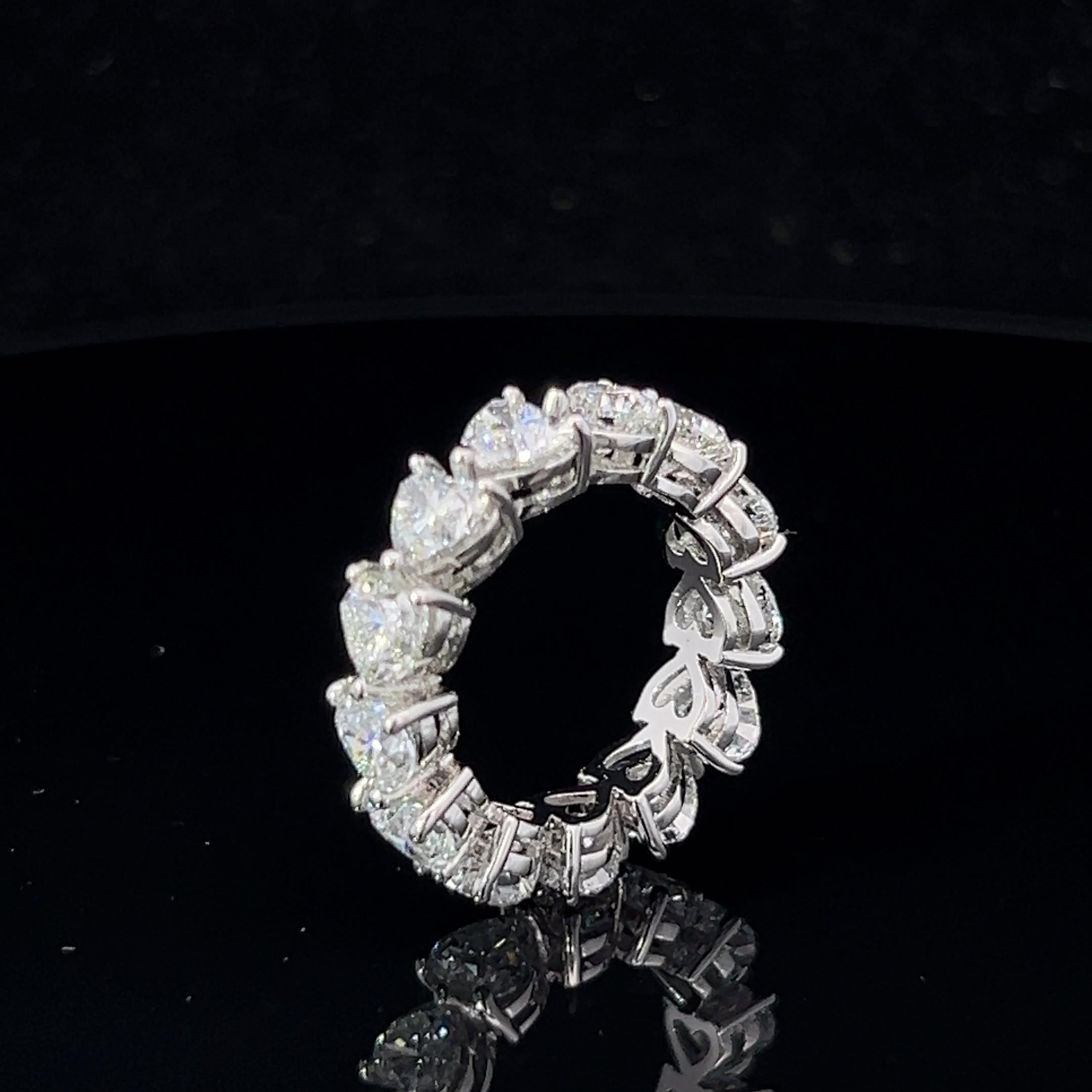 Hasbani Diamonds 6 Carat Bespoke Heart GIA Diamond Platinum Full Eternity Ring For Sale 3