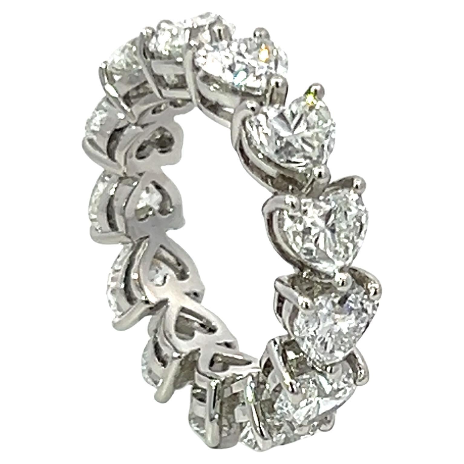 Hasbani Diamonds 6 Carat Bespoke Heart GIA Diamond Platinum Full Eternity Ring For Sale