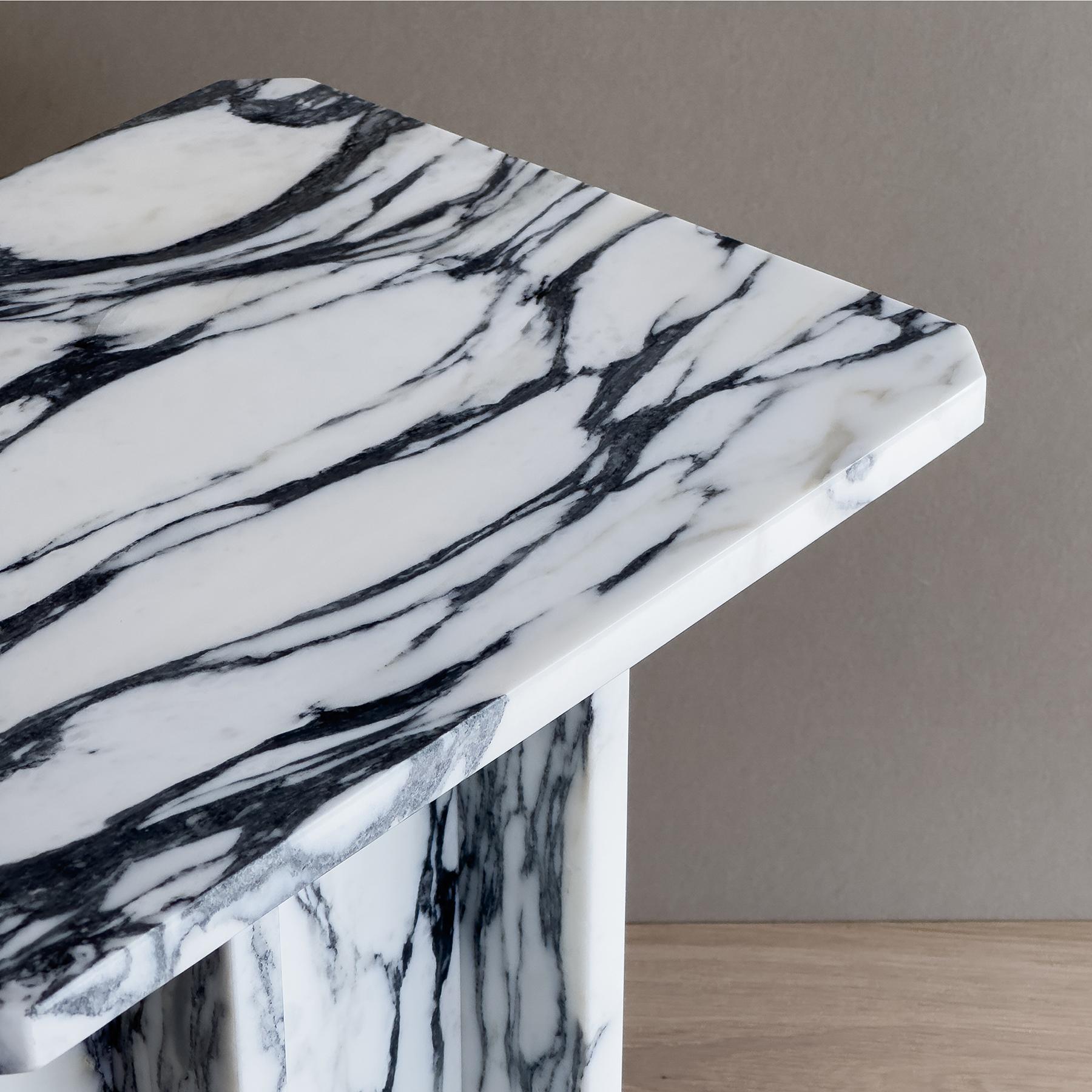 Polished HASH Side Table in Arabescato Marble by Meble Matters For Sale