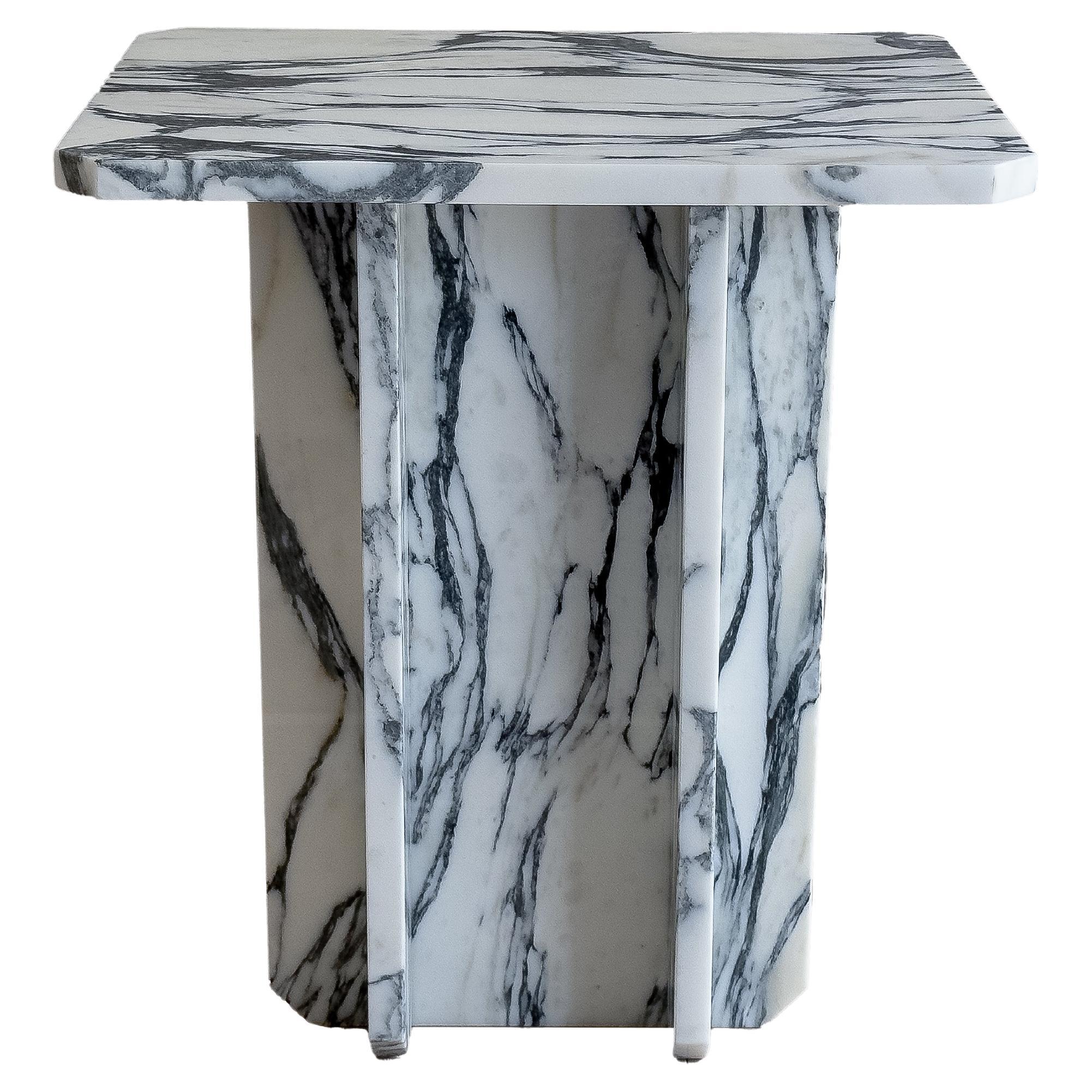 HASH Side Table in Arabescato Marble by Meble Matters For Sale