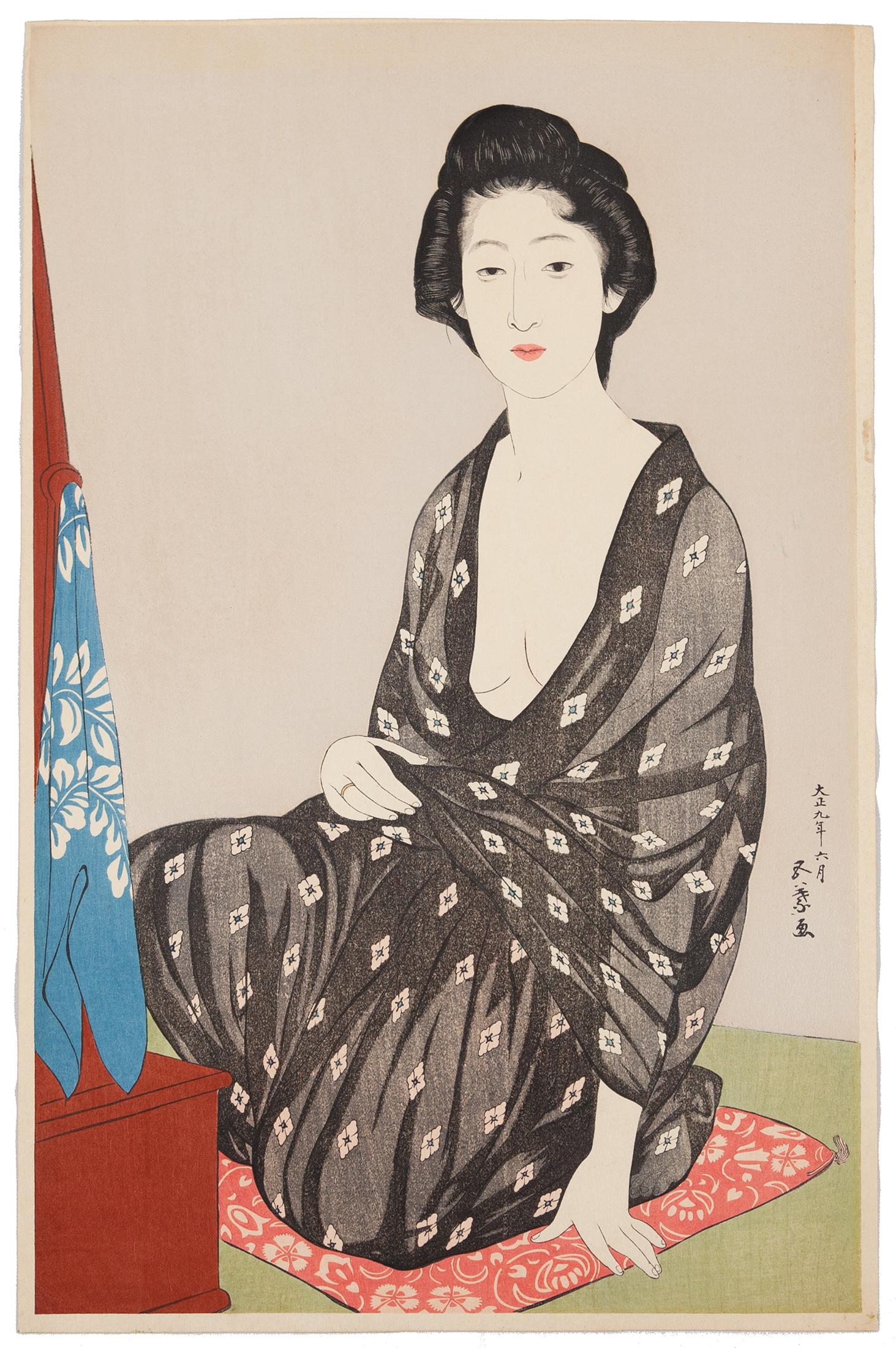 Hashiguchi Goyo Figurative Print - Goyo Hashiguchi, Beauty, Summer Kimono, Japanese Woodblock Print, Shin-Hanga