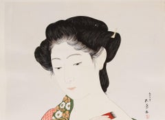 Goyo Hashiguchi, Mirror, Original Japanese Woodblock Print, Beauty, Shin Hanga