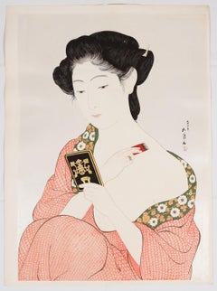 Goyo Hashiguchi, Mirror, Original Japanese Woodblock Print, Beauty, Shin Hanga
