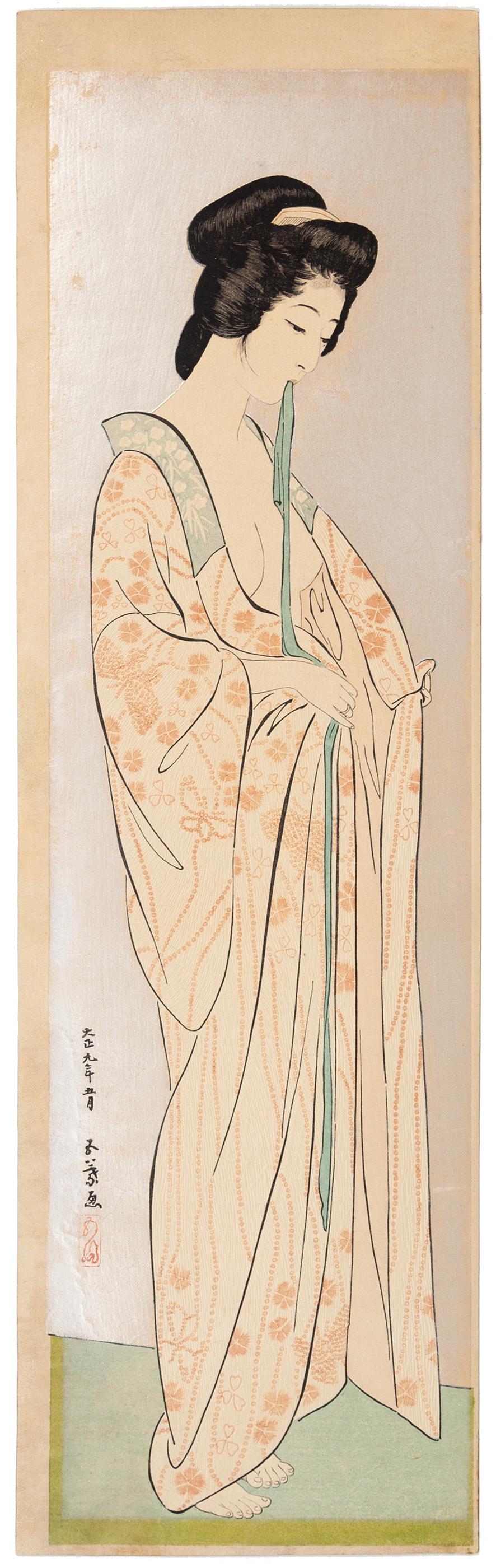 Hashiguchi Goyo Figurative Print - Goyo Hashiguchi, Shin Hanga, Original Japanese Woodblock Print, Beauty, Kimono