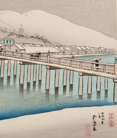 Goyo Hashiguchi, Shin Hanga Snow Scene, Kyoto, Original Japanese Woodblock Print