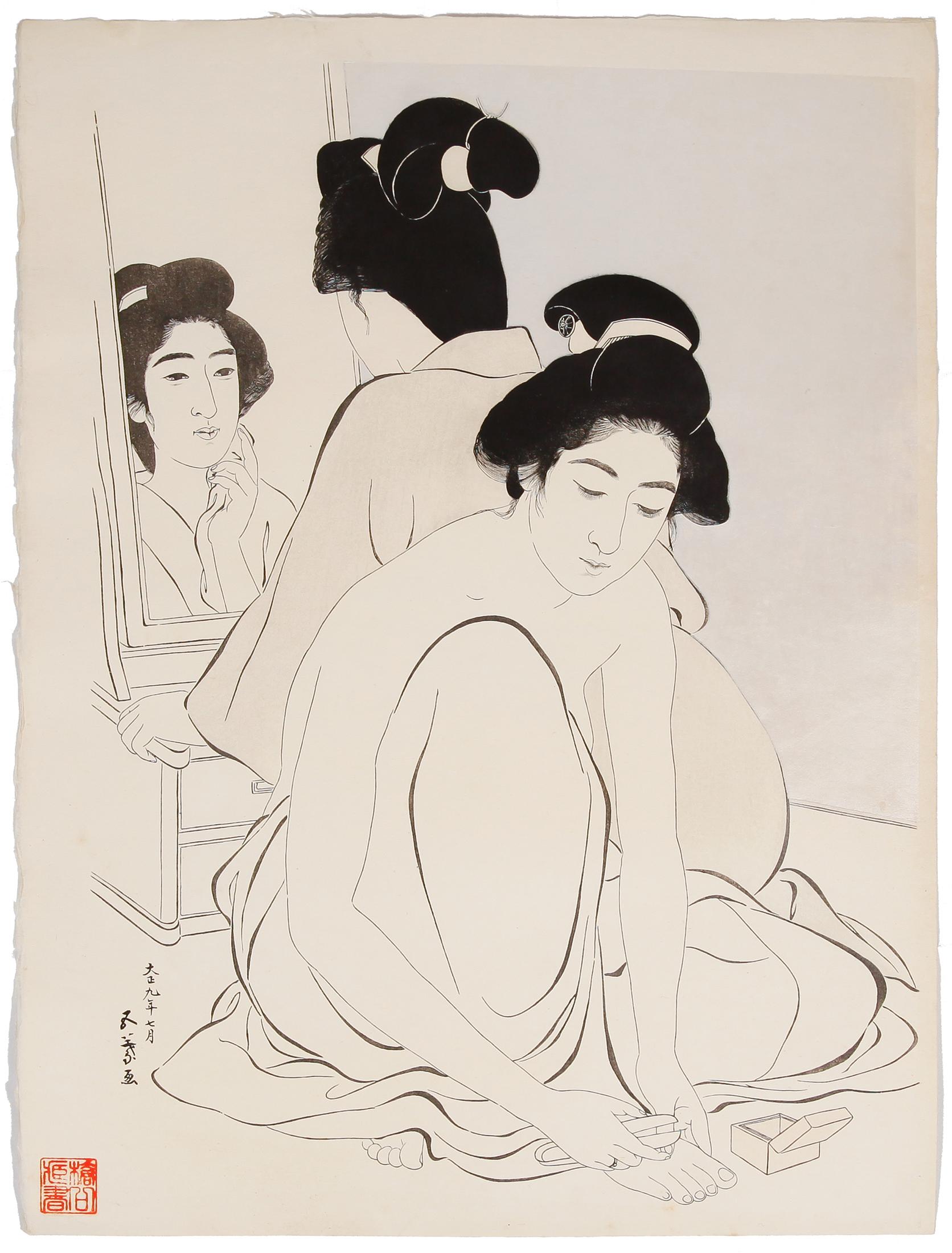 Hashiguchi Goyo Nude Print - Goyo Hashiguchi, Shin Hanga, Original Japanese Woodblock Print, Beauty, Bath